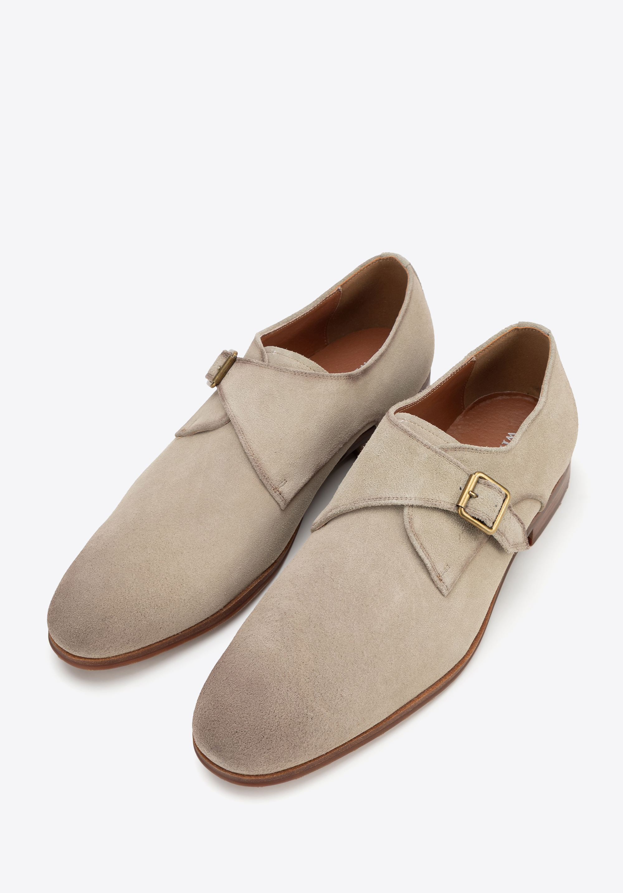 Herren-Monk-Schuhe aus Leder, beige, 100-M-512-9-39, Bild 1