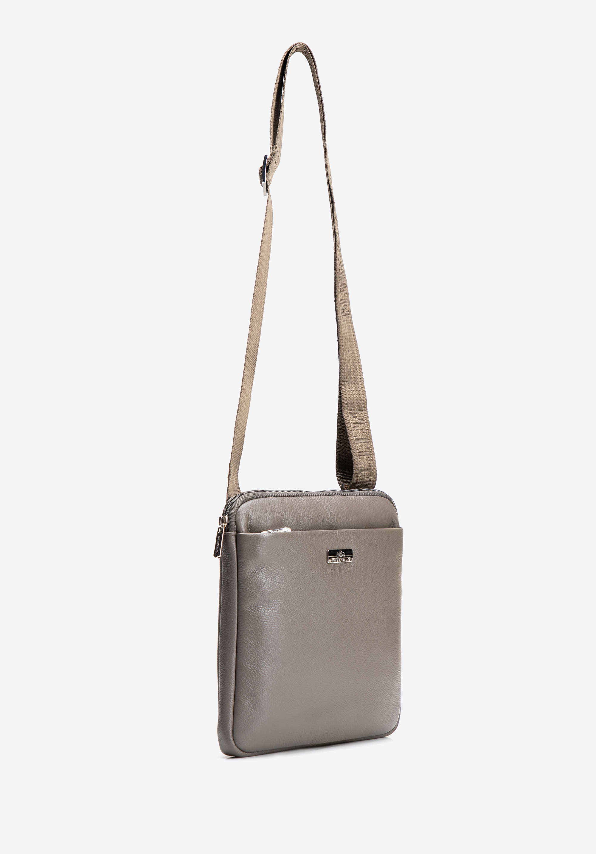 Herren-Umhängetasche aus Leder, beige, 98-4U-901-44, Bild 1