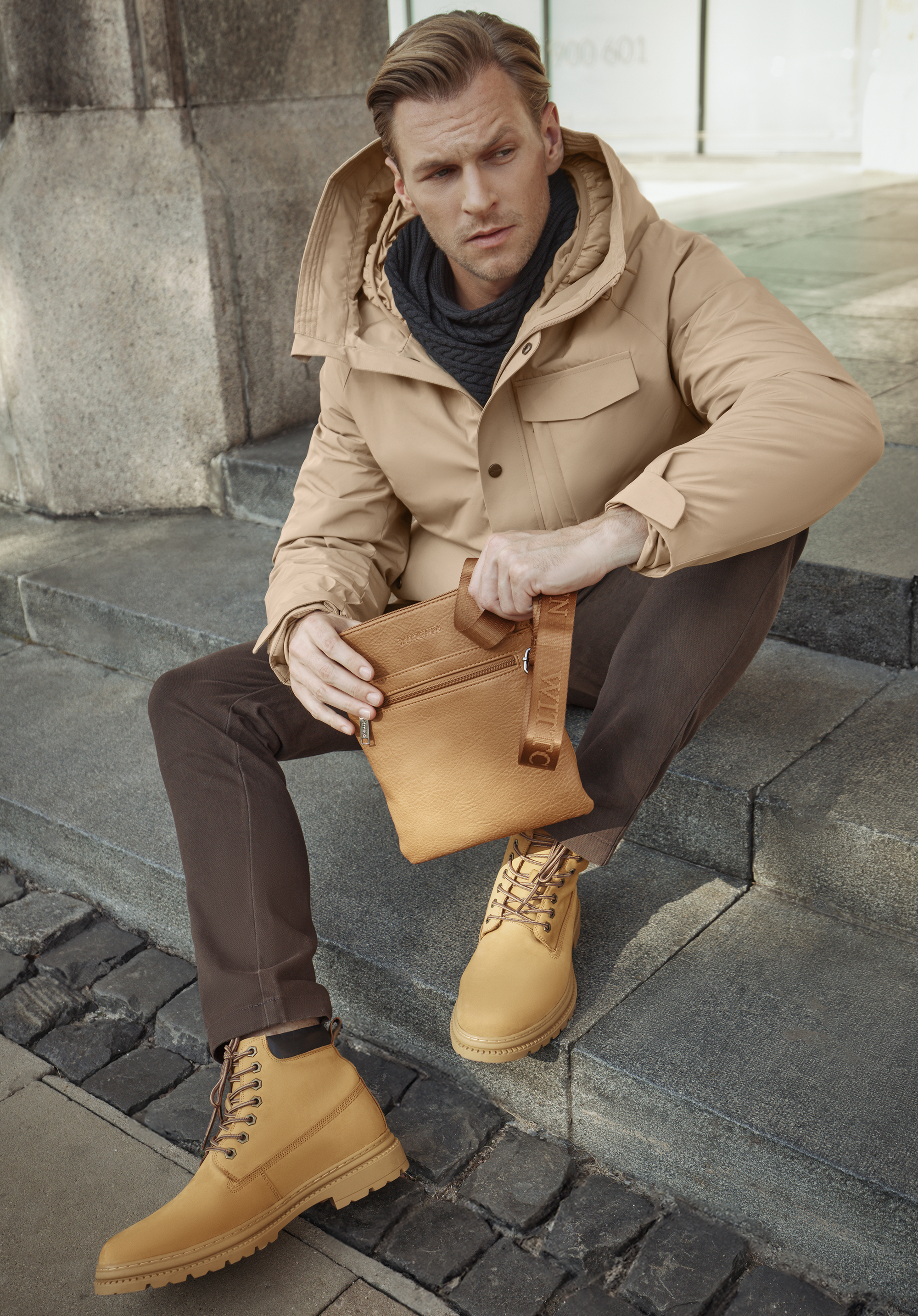 Herren-Winterjacke mit doppelter Kapuze, beige, 93-9D-453-9-L, Bild 1