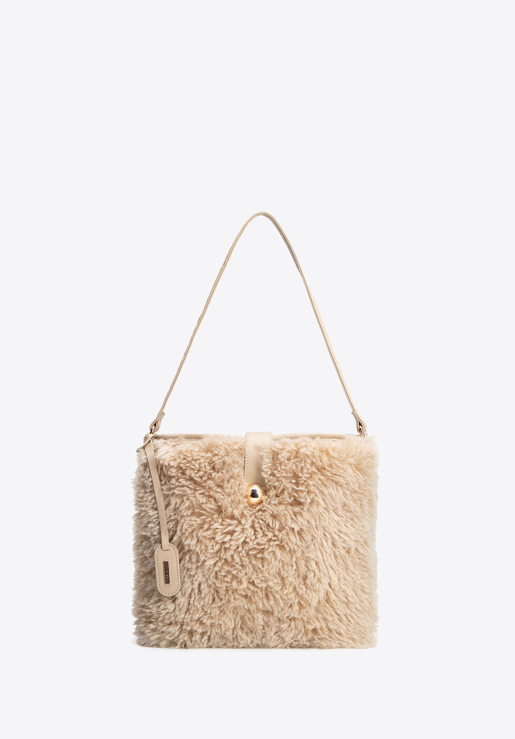 Hobo-Tasche für Damen aus Kunstpelz, beige, 101-4Y-438-9, Bild 1