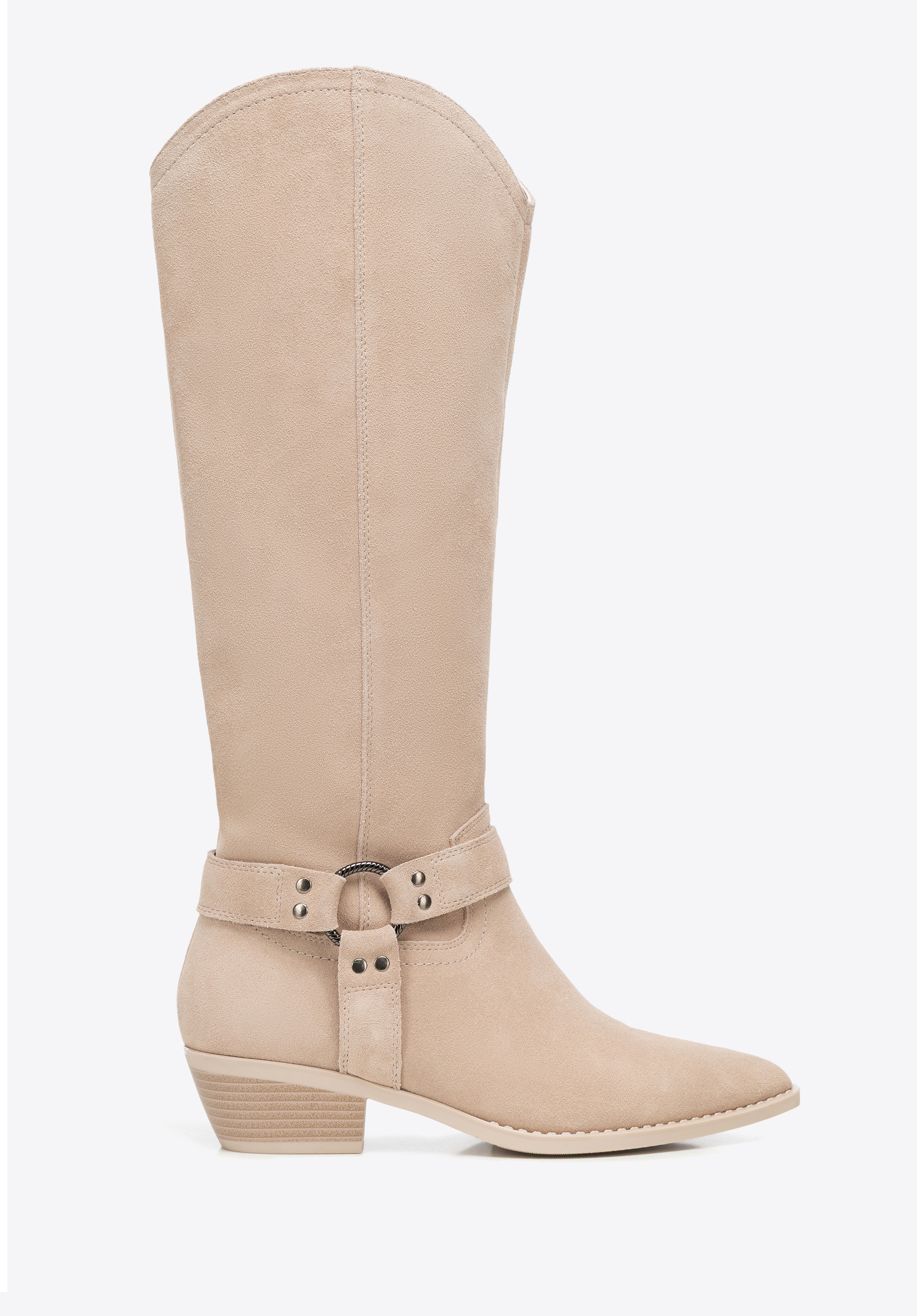 Hohe Wildleder-Cowboystiefel, beige, 101-D-962-9-38, Bild 1