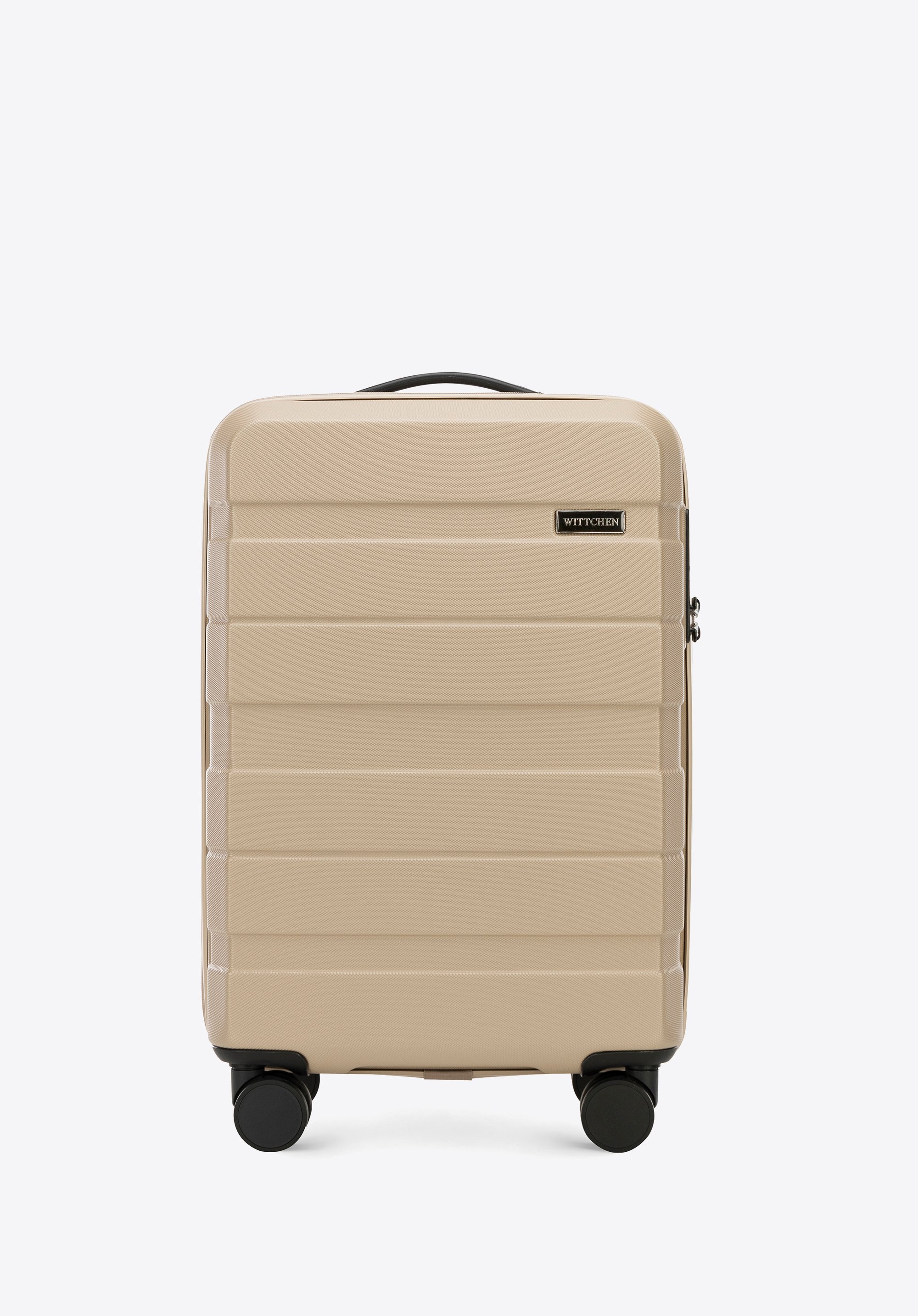 Kabinenkoffer aus ABS mit horizontalen Streifen, beige, 56-3A-101-22, Bild 1