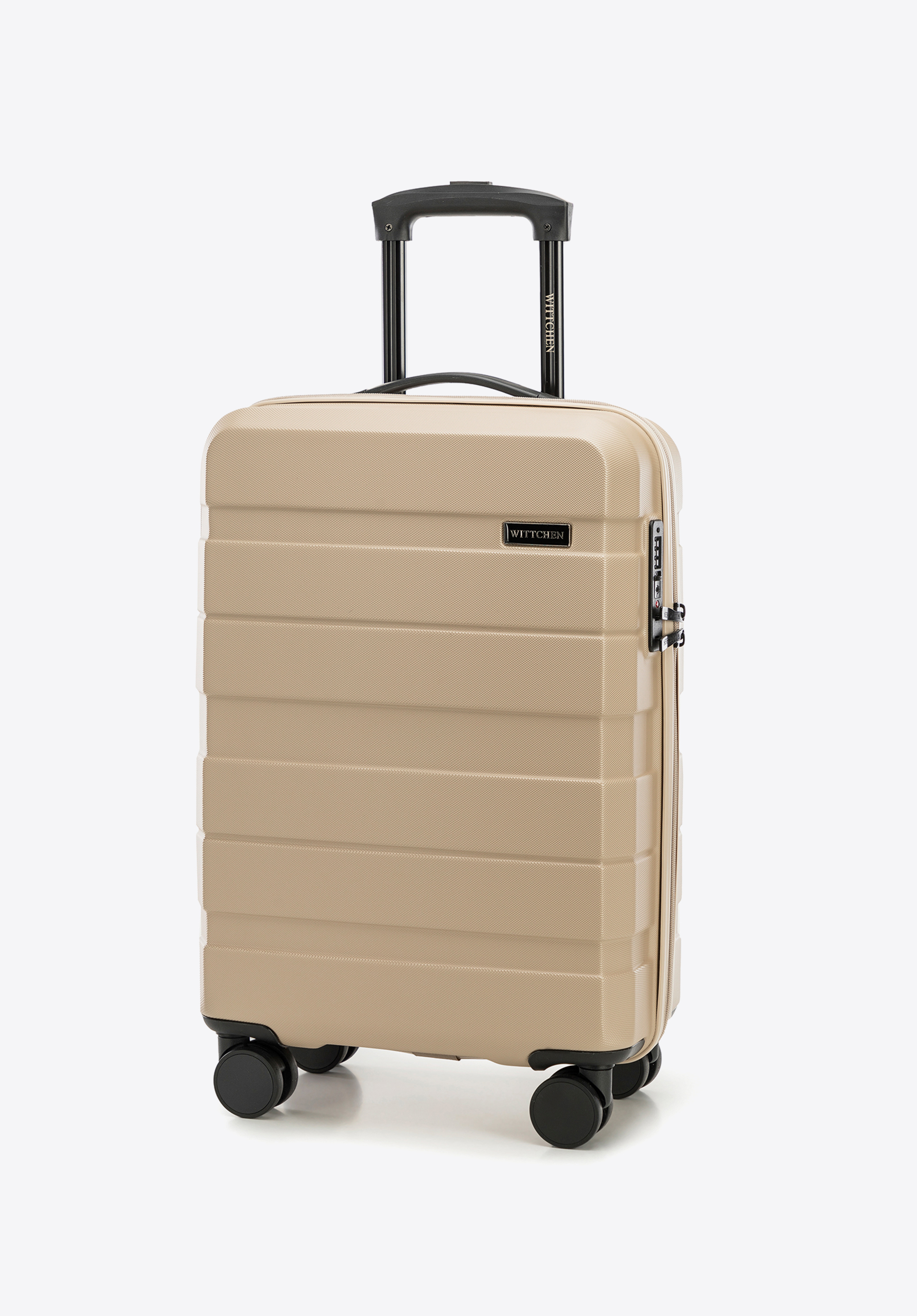 Kabinenkoffer aus ABS mit horizontalen Streifen, beige, 56-3A-101-22, Bild 1
