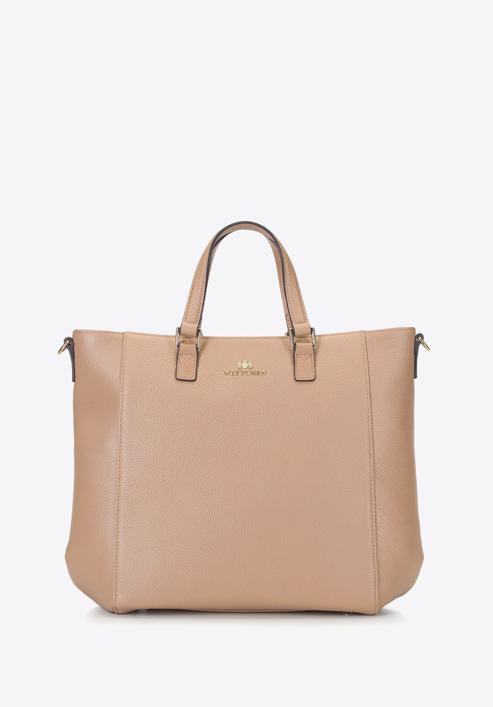 KLASSISCHE SHOPPER-TASCHE AUS ECHTLEDER, beige, 92-4E-644-9, Bild 1