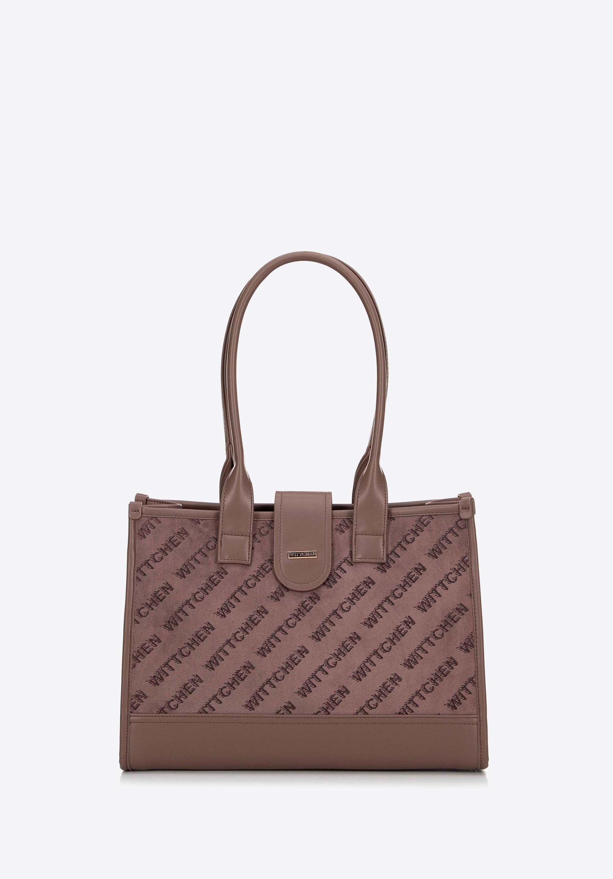 Klassische Umhängetasche mit Stoffeinsatz, beige, 99-4Y-520-9, Bild 1