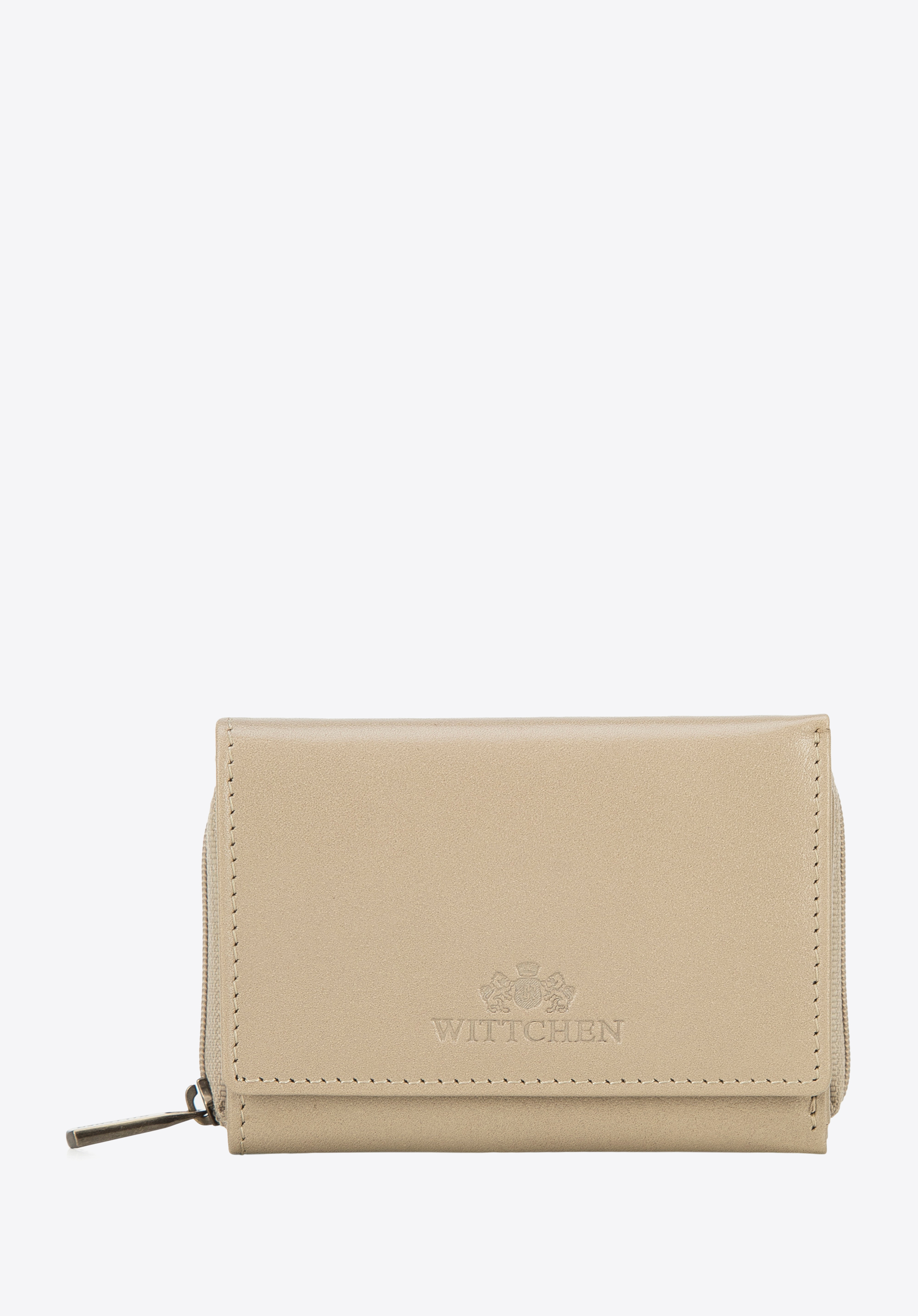 Kleines Portemonnaie aus Glattleder für Damen, beige, 14-1-121-LB, Bild 1