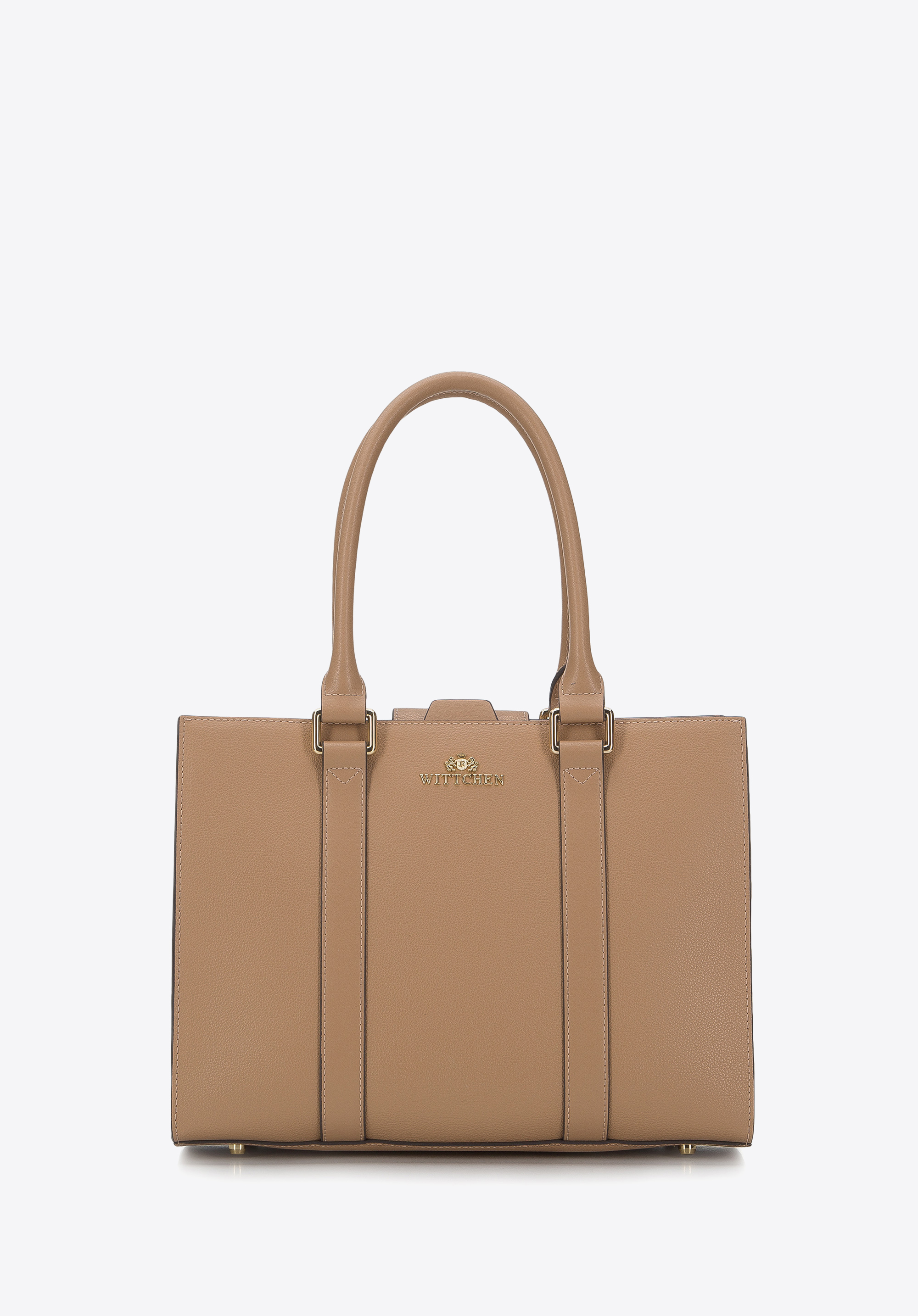 Köfferchen aus Leder mit zwei Fächern, beige, 94-4E-621-9, Bild 1