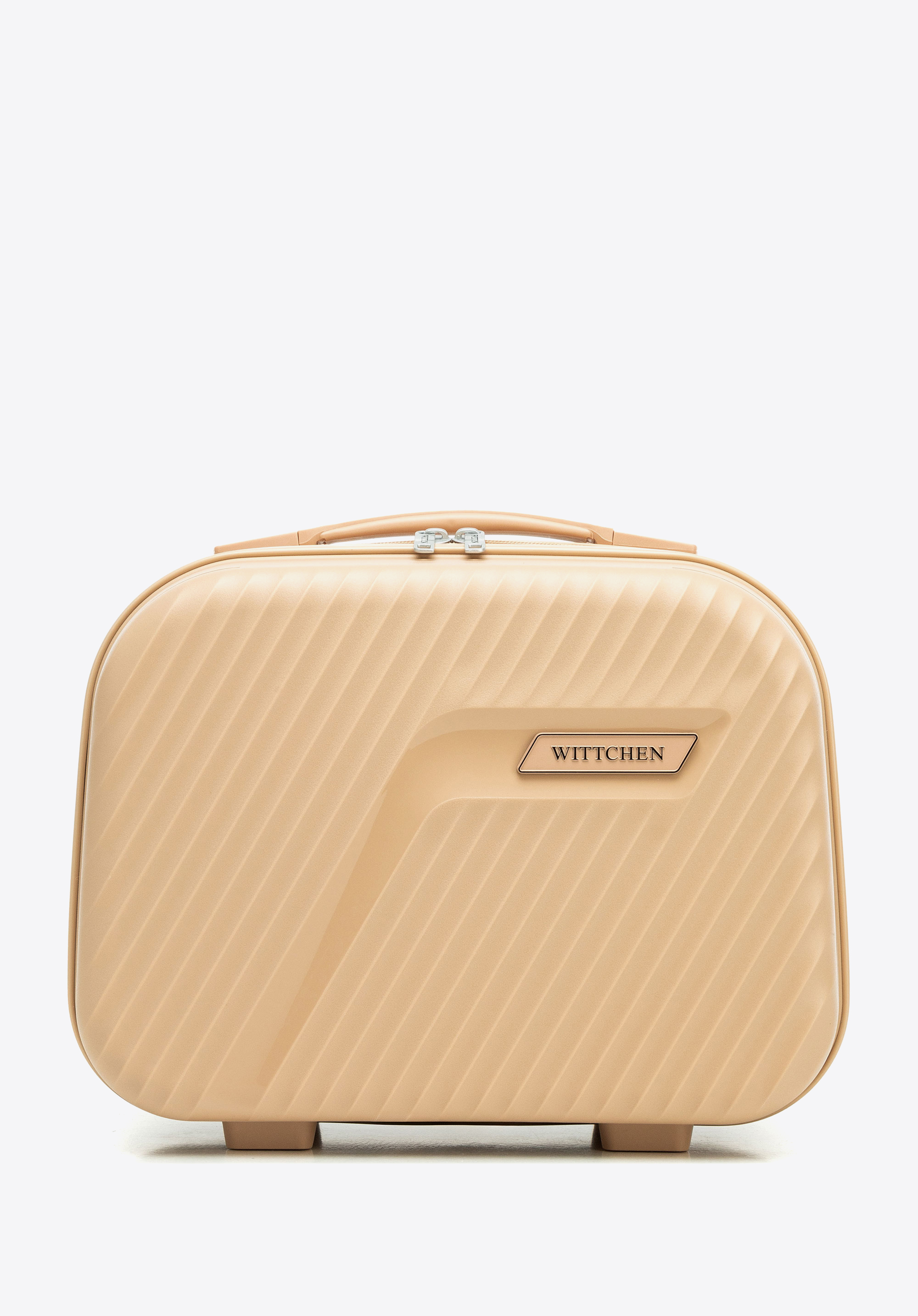 Kosmetikkoffer aus Polypropylen mit diagonalem Muster, beige, 56-3T-504-86, Bild 1