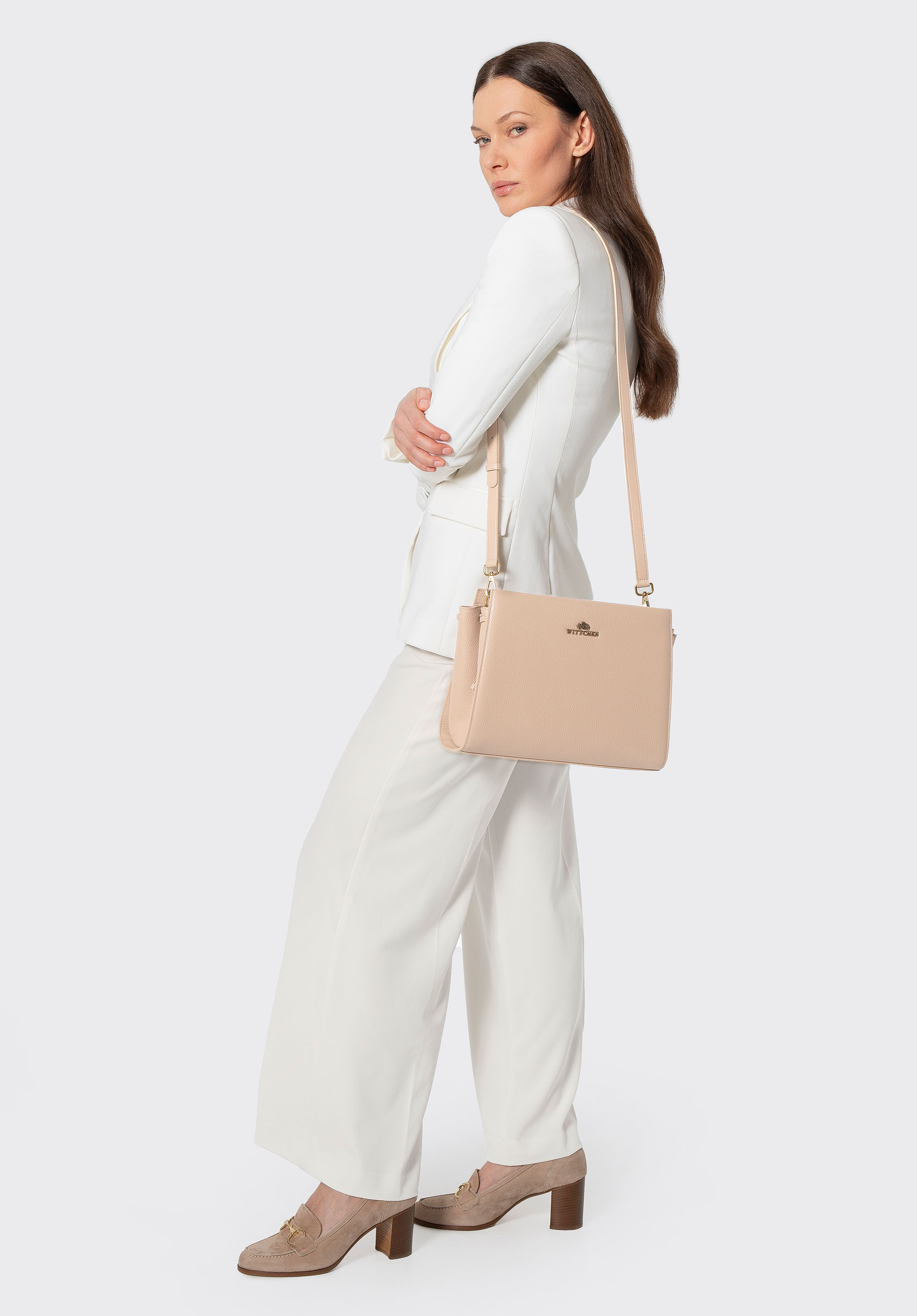 Leder Shopper Tasche, beige, 100-4E-204-9, Bild 1