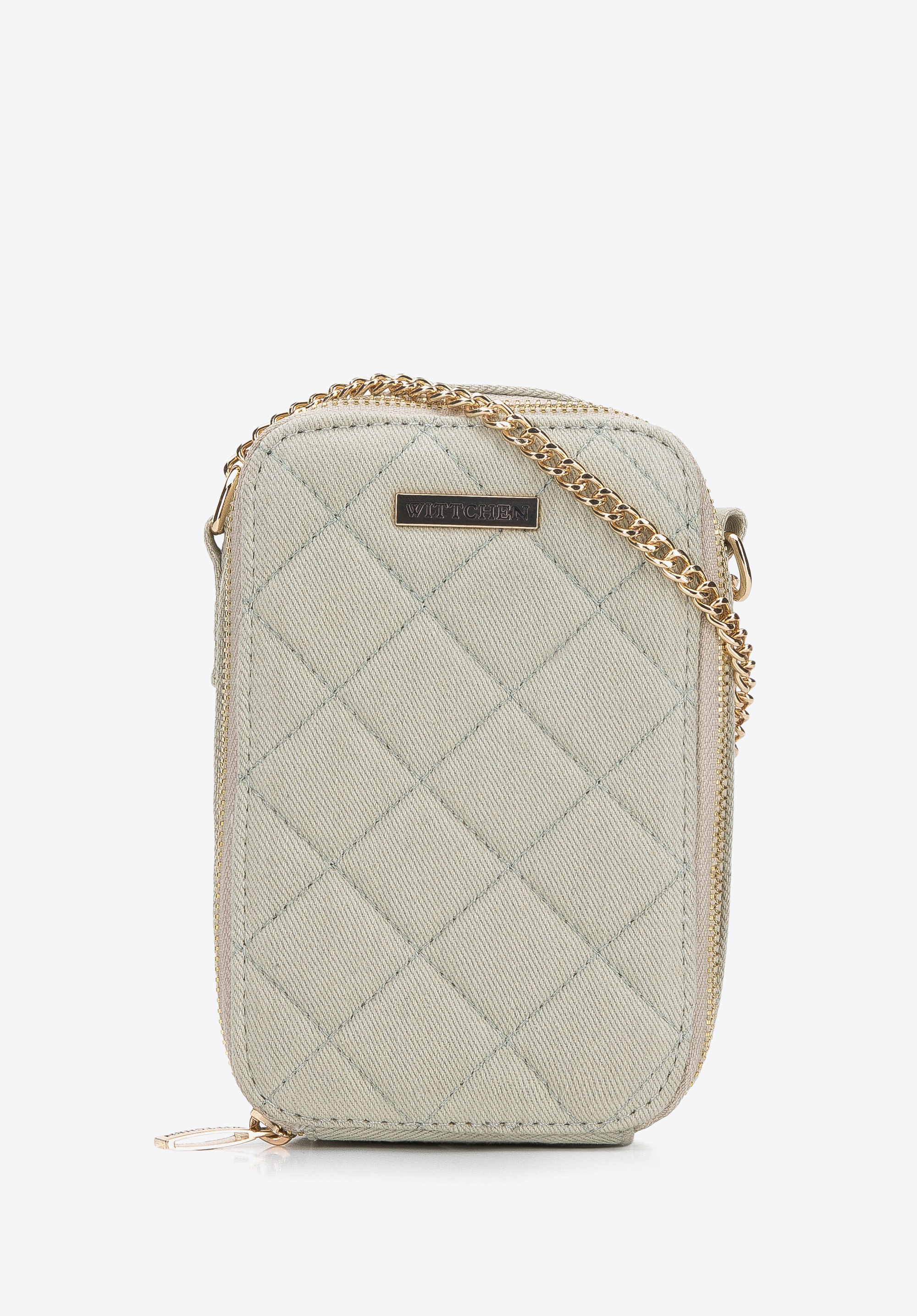 Damen-Handtasche aus gestepptem Jeansstoff man einer Kette