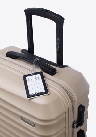 Mittelgroßer Koffer aus ABS-Material mit Gepäckanhänger, beige, 56-3A-312-86Z2, Bild 1