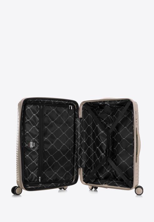Mittelgroßer Koffer aus Polypropylen mit glänzenden Riemen, beige, 56-3T-162-10, Bild 5
