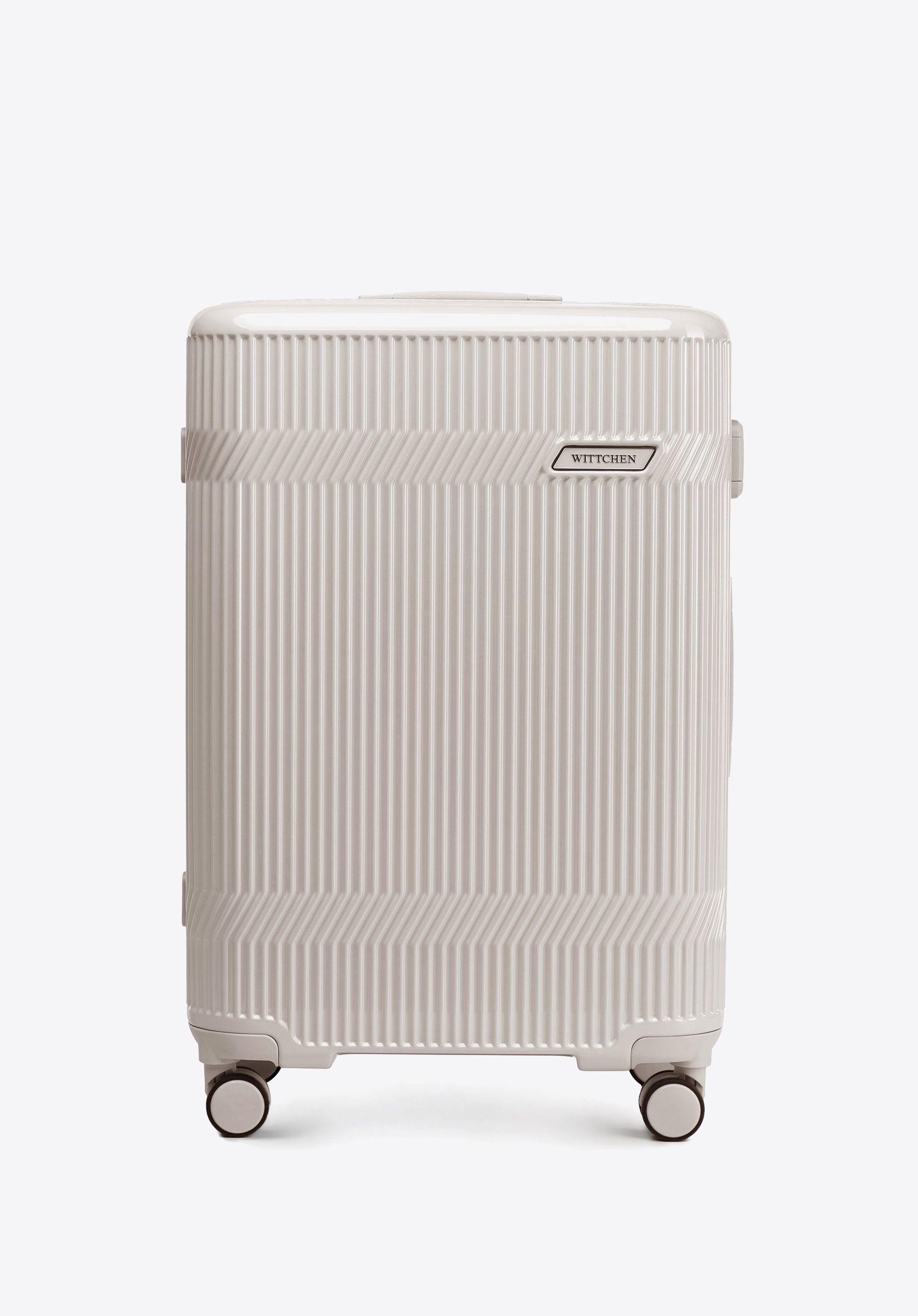 Mittelgroßer Polycarbonat-Koffer mit glänzender Oberfläche, beige, 56-3P-012-01, Bild 1