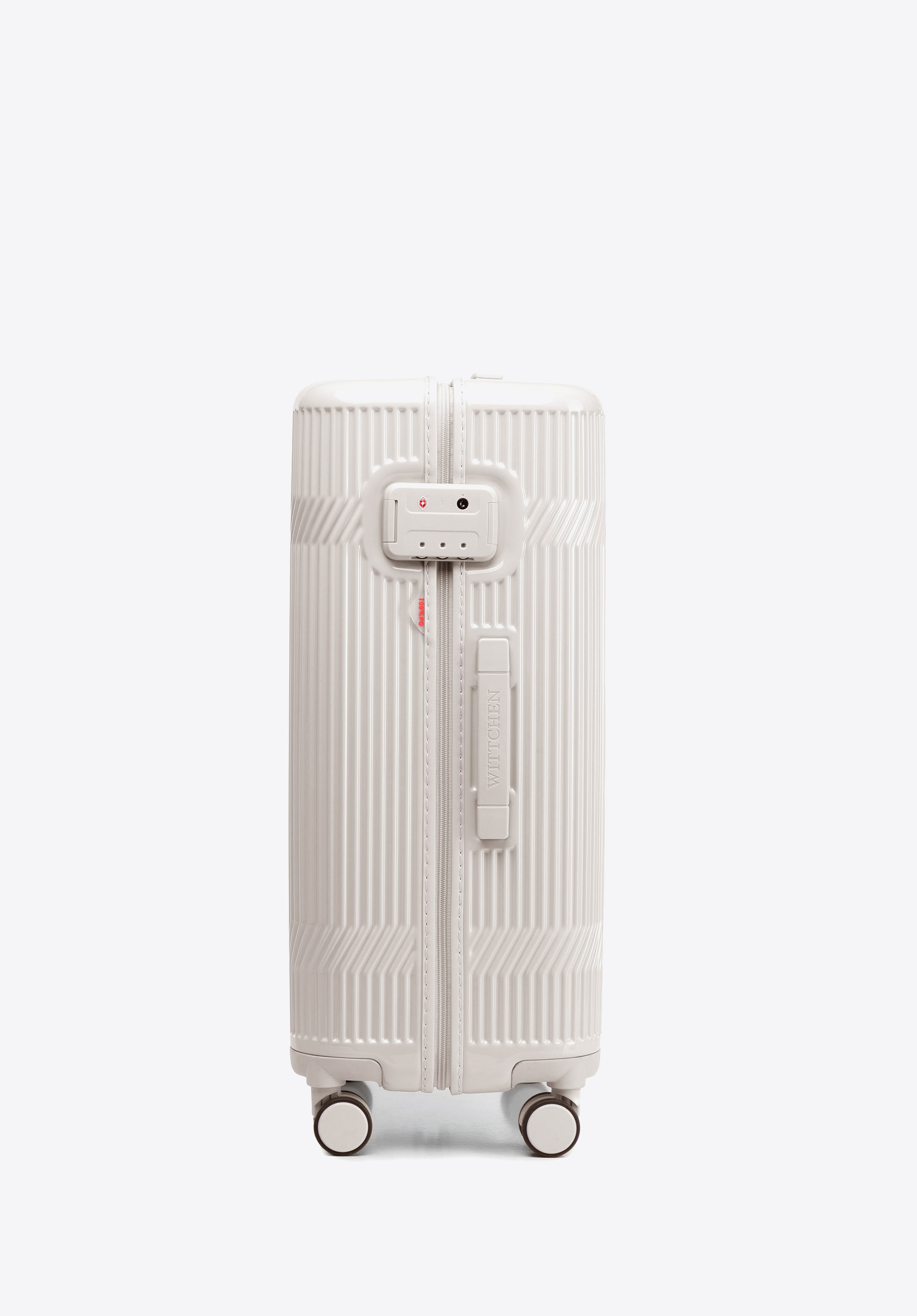 Mittelgroßer Polycarbonat-Koffer mit glänzender Oberfläche, beige, 56-3P-012-01, Bild 1