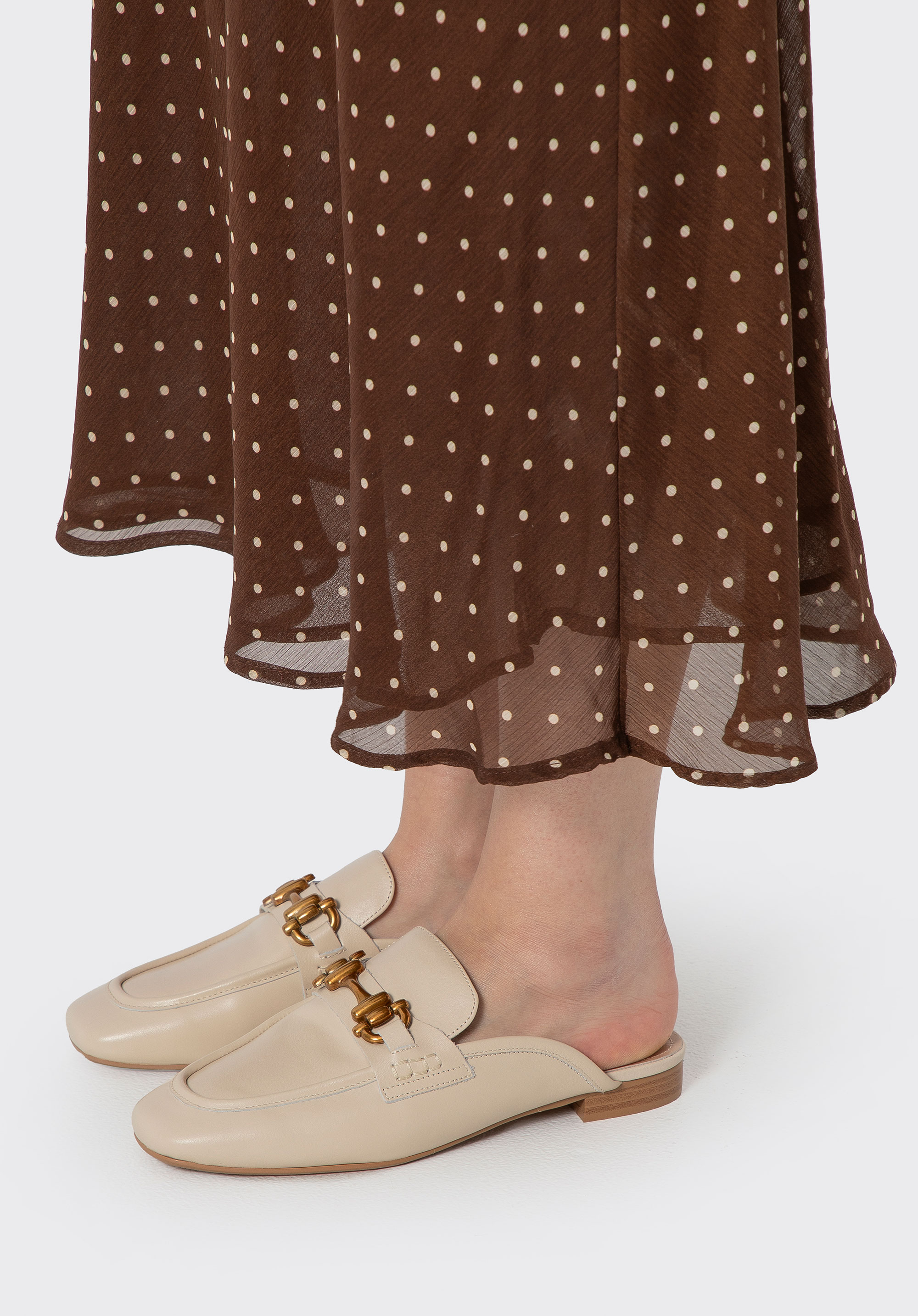 Mokassins aus Leder mit offenem Absatz, beige, 100-D-505-9-35, Bild 1