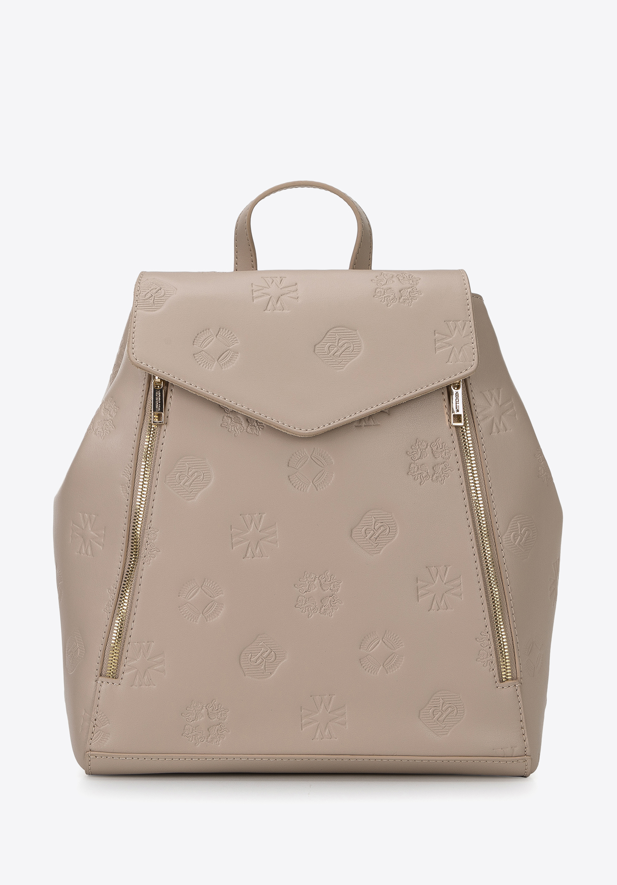 Damen-Rucksack aus Leder mit Monogramm und vertikalem Reißverschluss