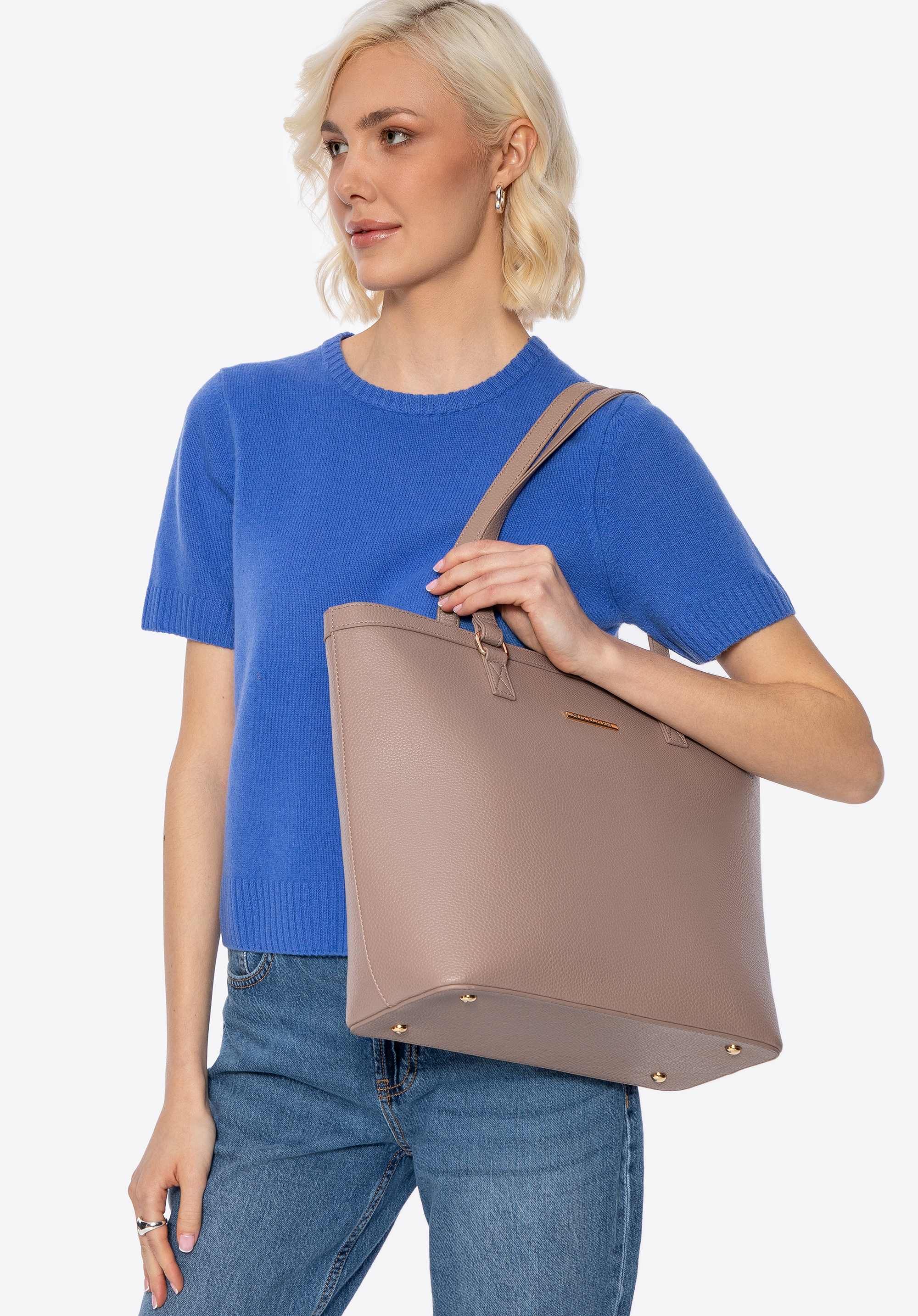 Öko-Leder Shopper für Damen, beige, 100-4Y-004-9, Bild 1