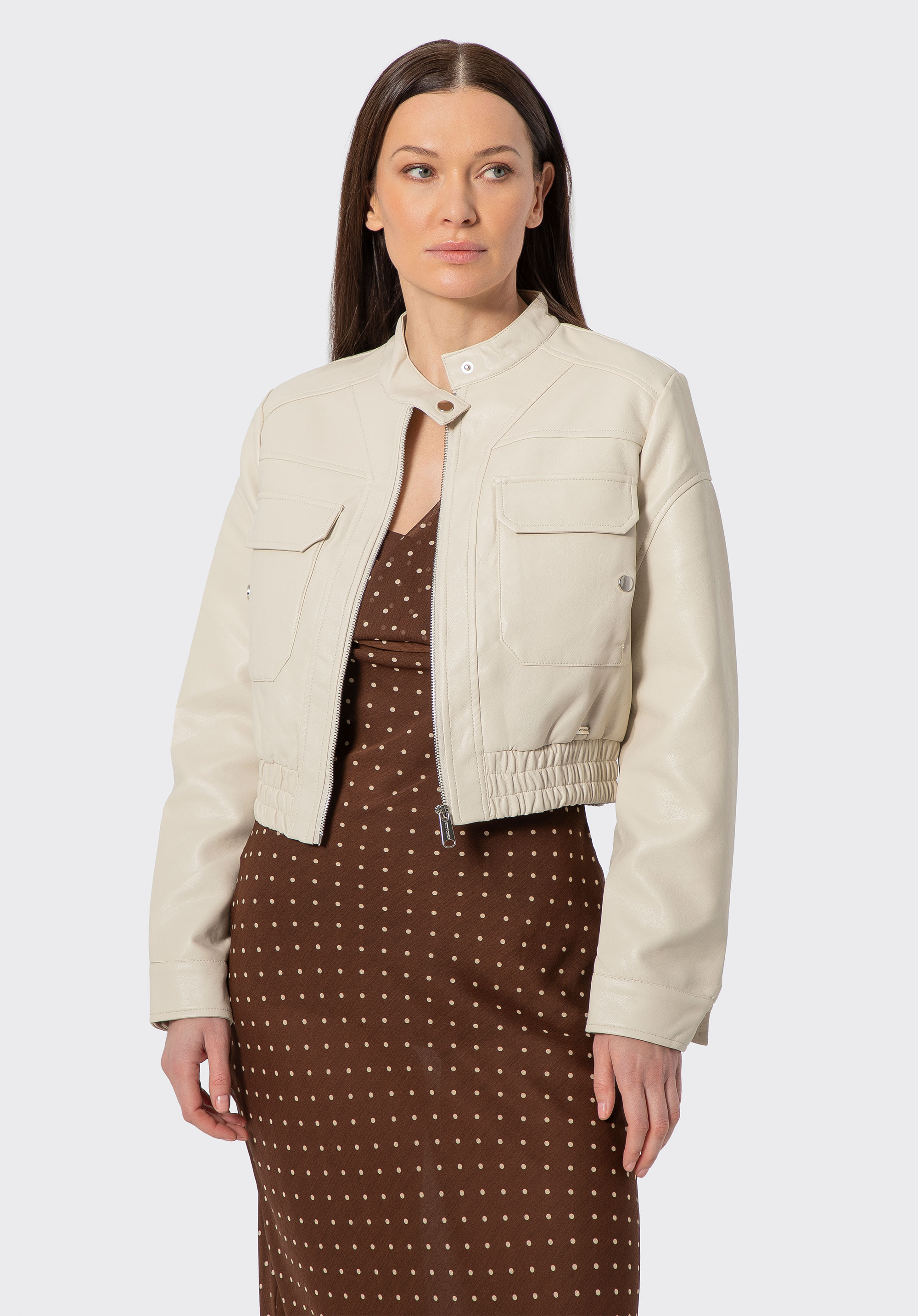 Öko-Lederjacke für Damen, beige, 100-9P-106-4-2XL, Bild 1