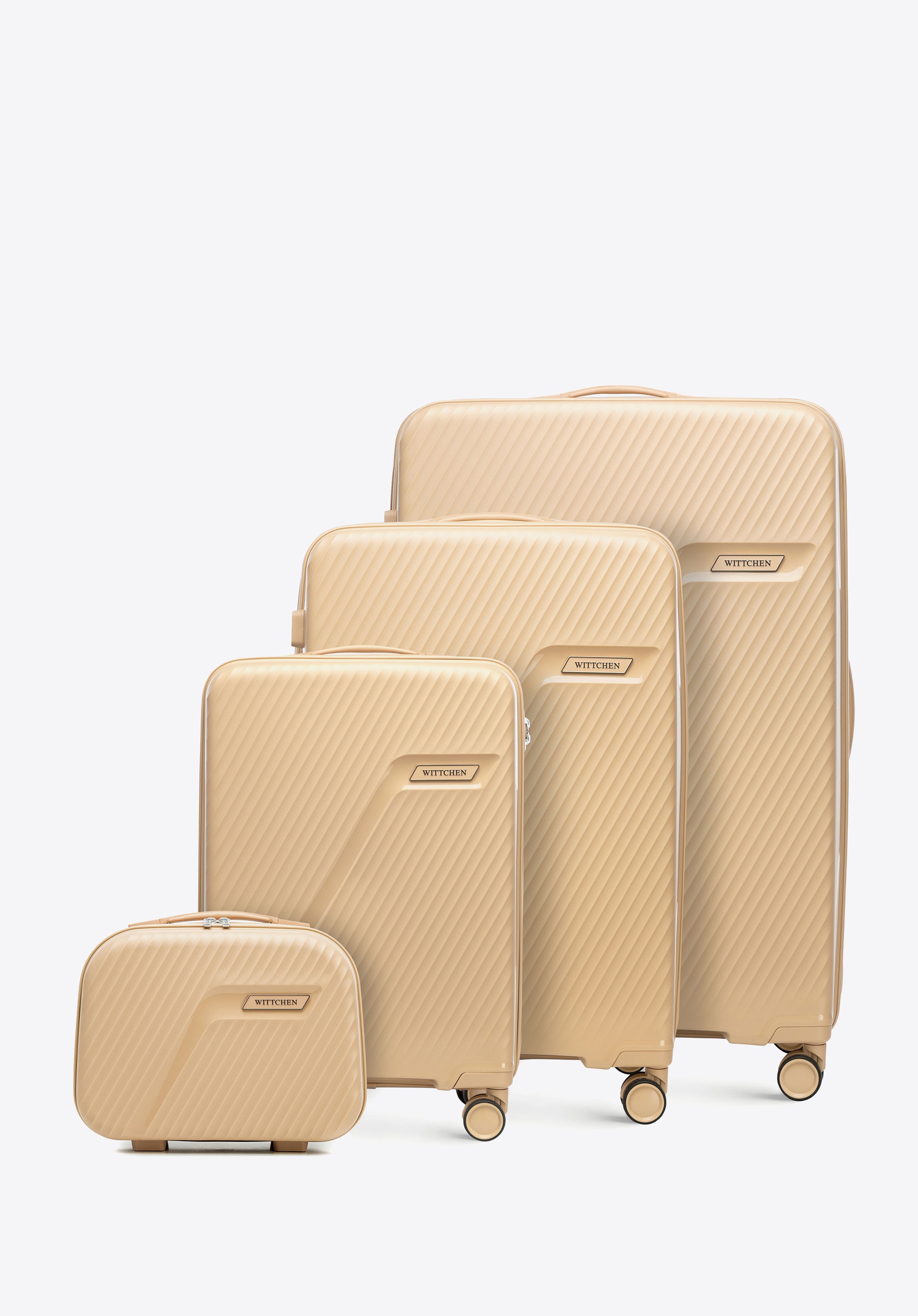 Polypropylen-Kofferset mit diagonalem Muster, beige, 56-3T-50K-86, Bild 1