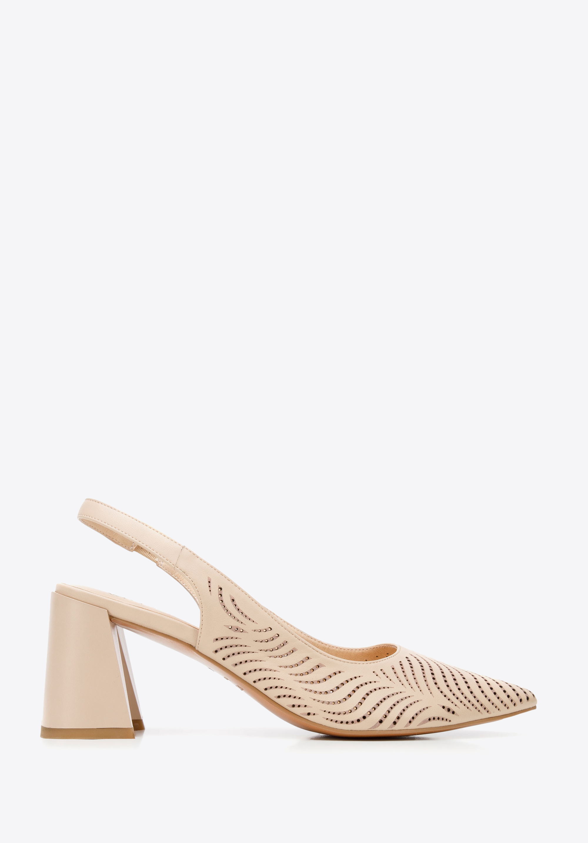 Pumps aus Ajour-Leder mit Absatz, beige, 94-D-505-9-36, Bild 1