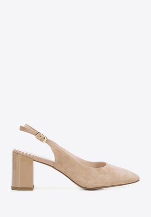 Pumps aus Leder mit Blockabsatz, beige, 94-D-956-P-37, Bild 1