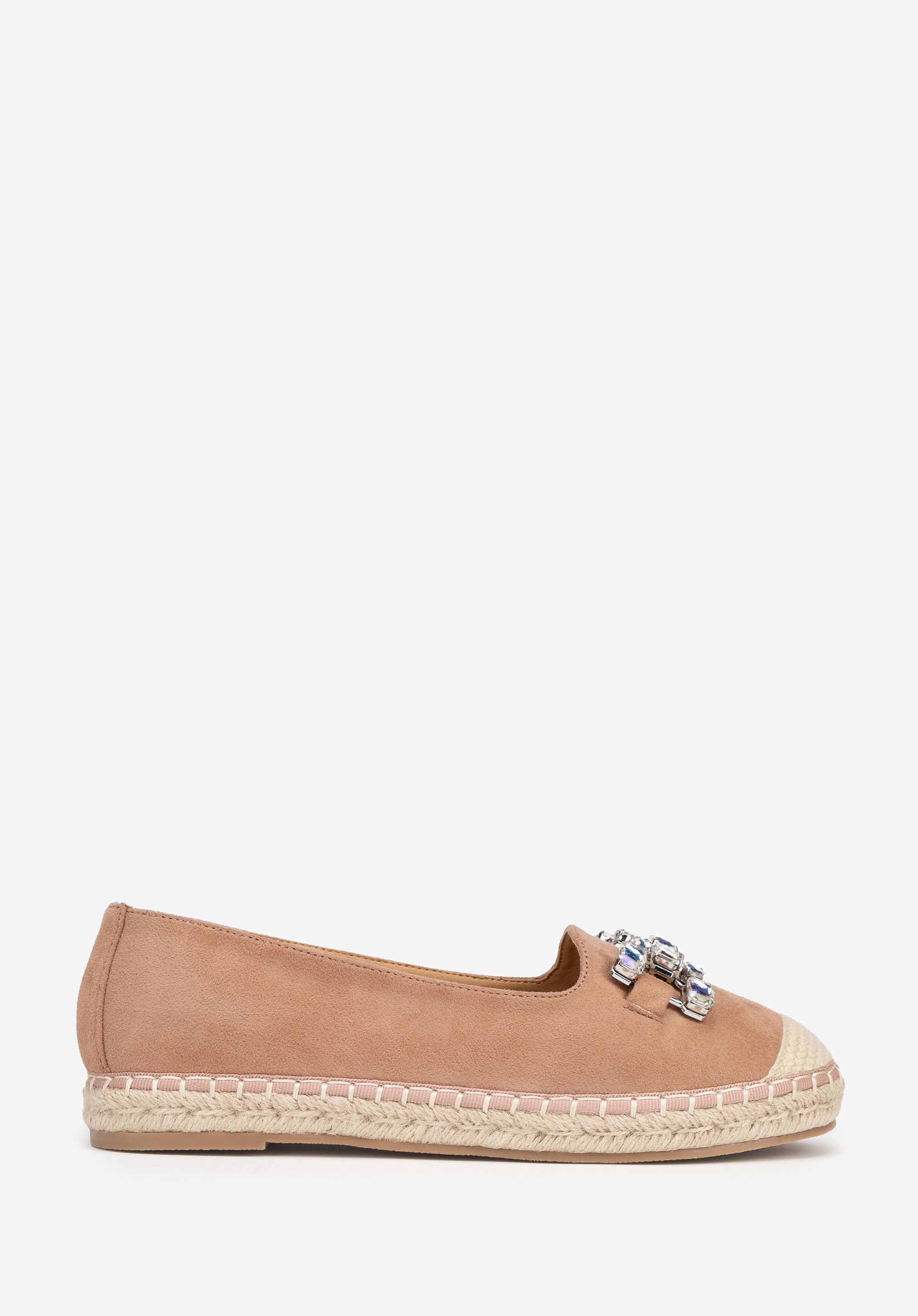 Espadrilles für Damen mit Schmuckverzierung, beige-rosa, 100-DP-208-P-38, Bild 1
