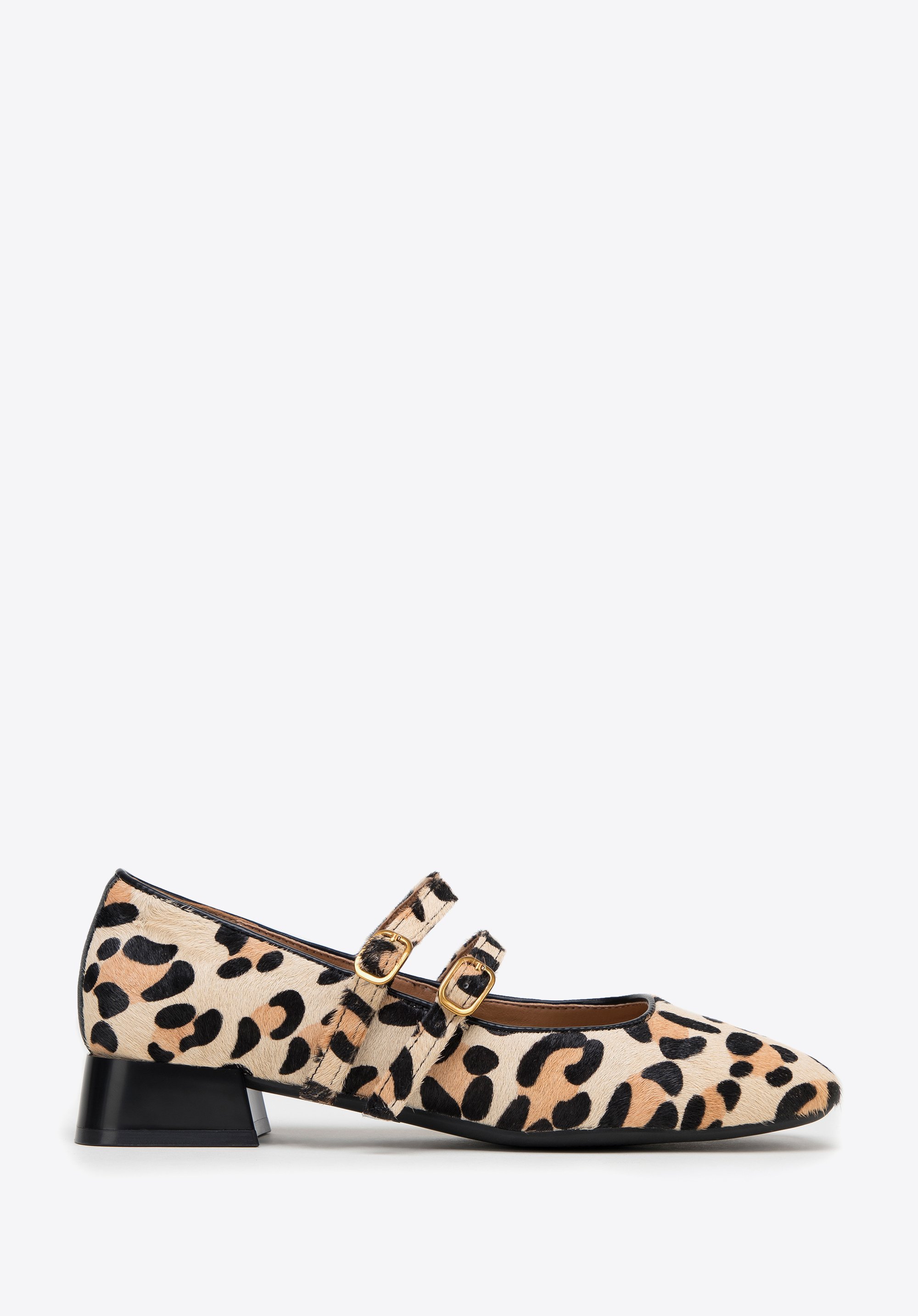 Ballerinas aus Leder mit Leopardenmuster, beige-schwarz, 98-D-963-4-39, Bild 1