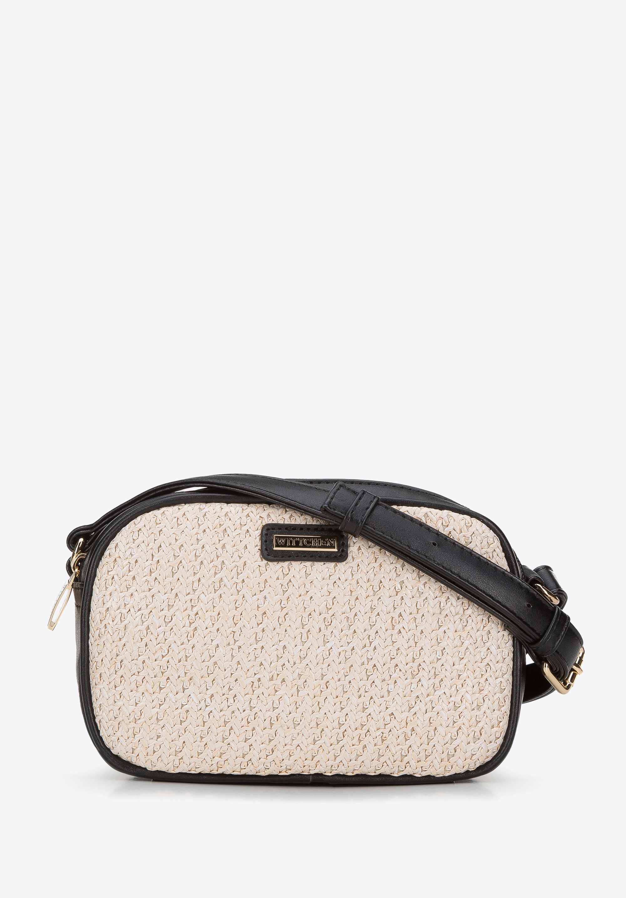 Crossbody-Tasche mit Geflechtmuster, beige-schwarz, 94-4Y-501-1, Bild 1