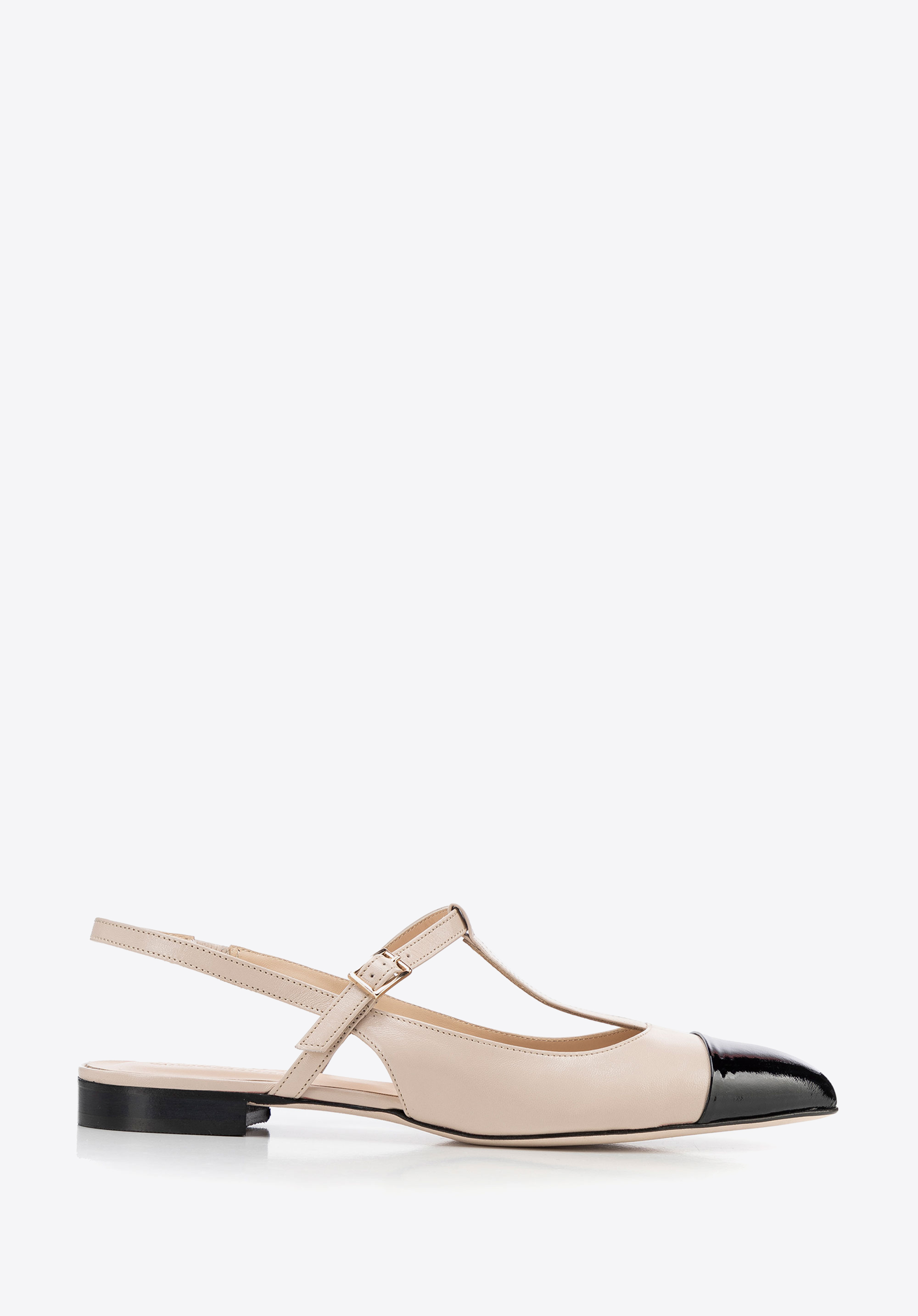 Damen Ballerinas aus Naturleder, beige-schwarz, 100-D-111-9-35, Bild 1