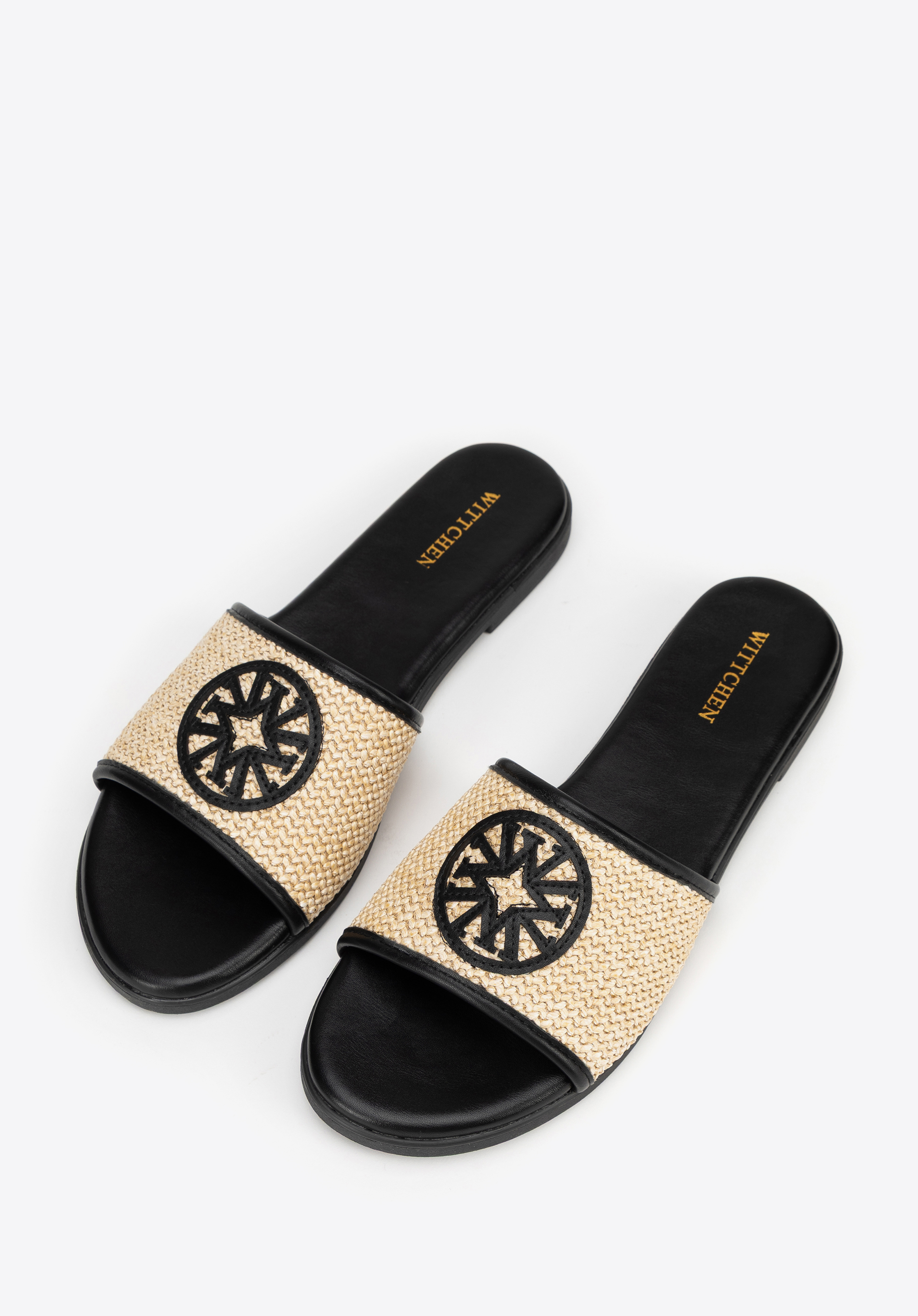 Damen-Flip-Flops aus geflochtenem Öko-Leder, beige-schwarz, 100-DP-200-1-39, Bild 1