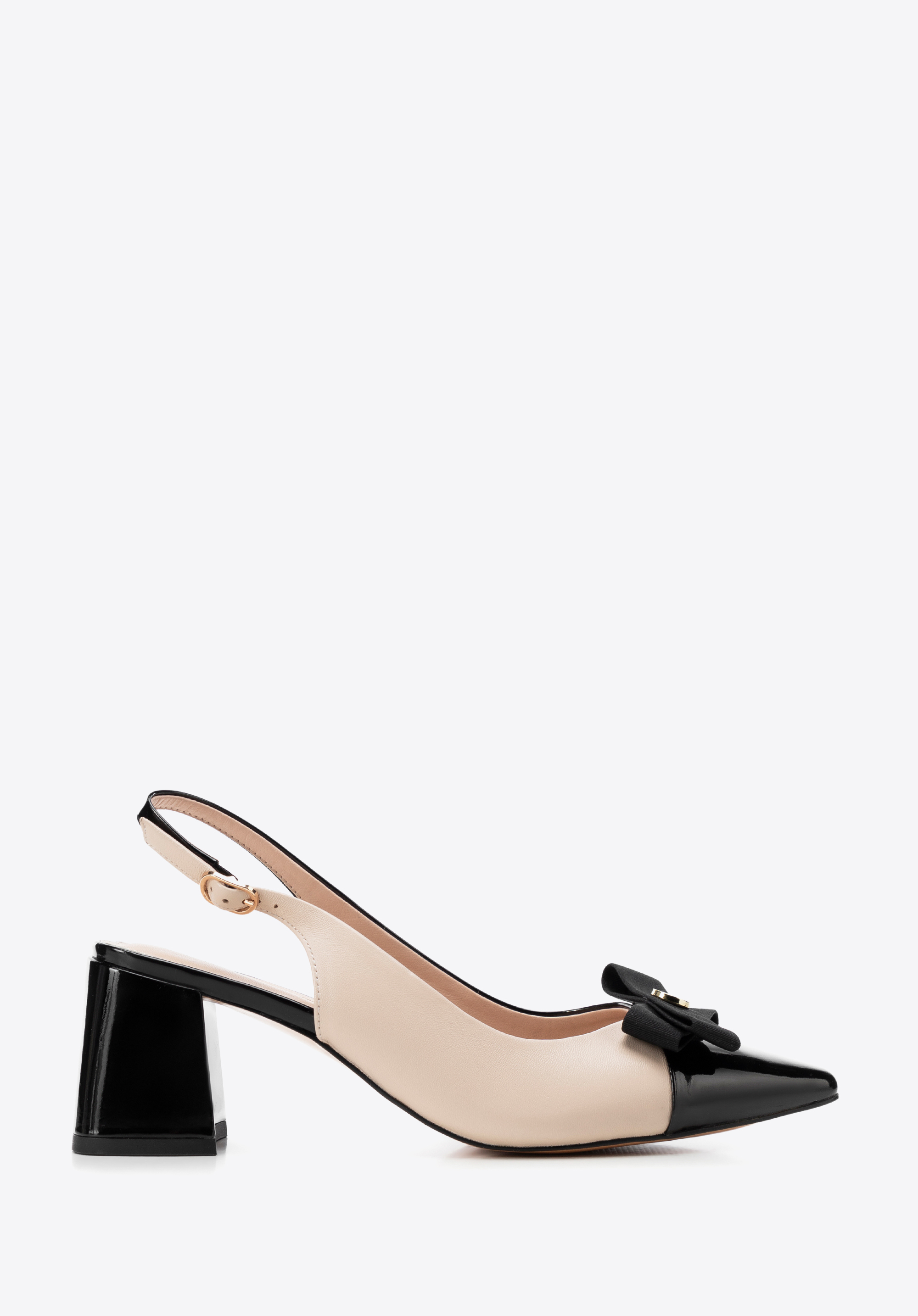 Damen Pumps mit Blockabsatz, beige-schwarz, 100-D-957-9-38, Bild 1