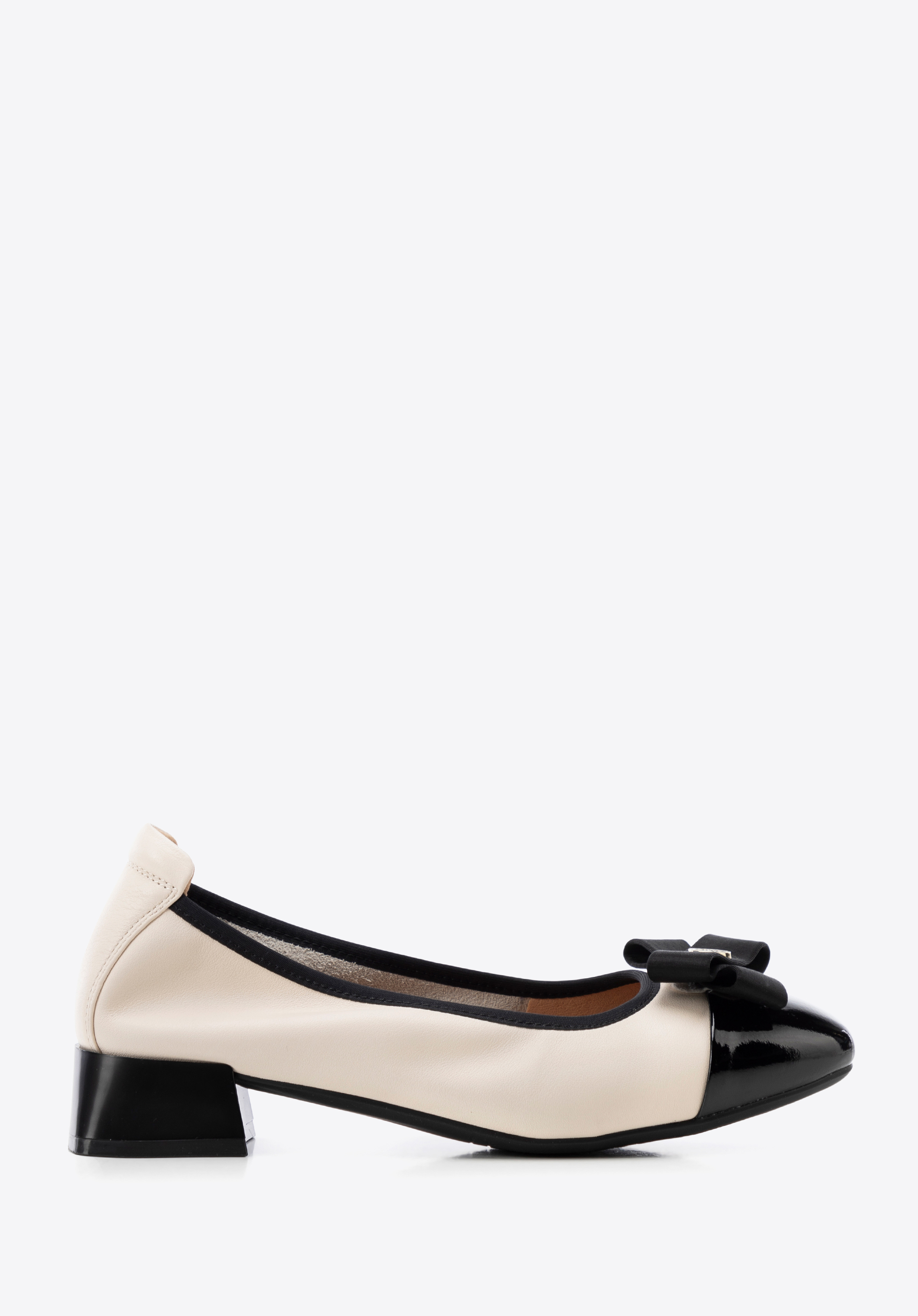 Damenpumps aus Leder mit niedrigem Blockabsatz, beige-schwarz, 100-D-956-9-39, Bild 1