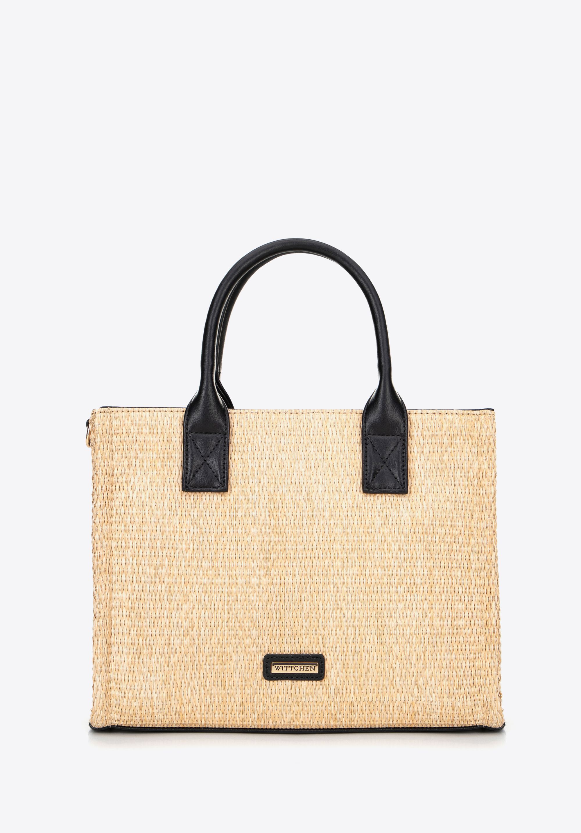 Karierte Handtasche für Damen, beige-schwarz, 100-4Y-404-91, Bild 1
