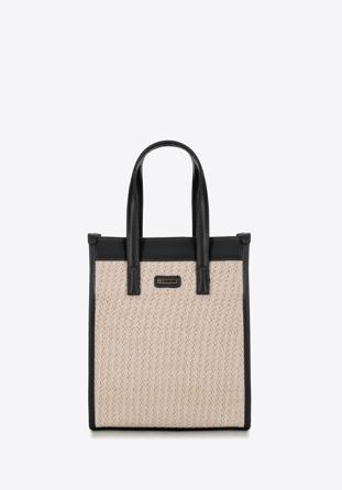 kleine Shopper-Tasche mit Geflechtmuster, beige-schwarz, 94-4Y-502-1, Bild 1