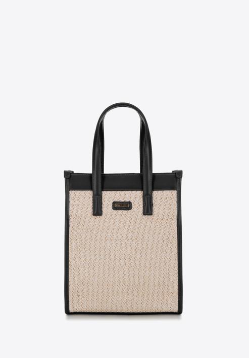 kleine Shopper-Tasche mit Geflechtmuster, beige-schwarz, 94-4Y-502-5, Bild 1