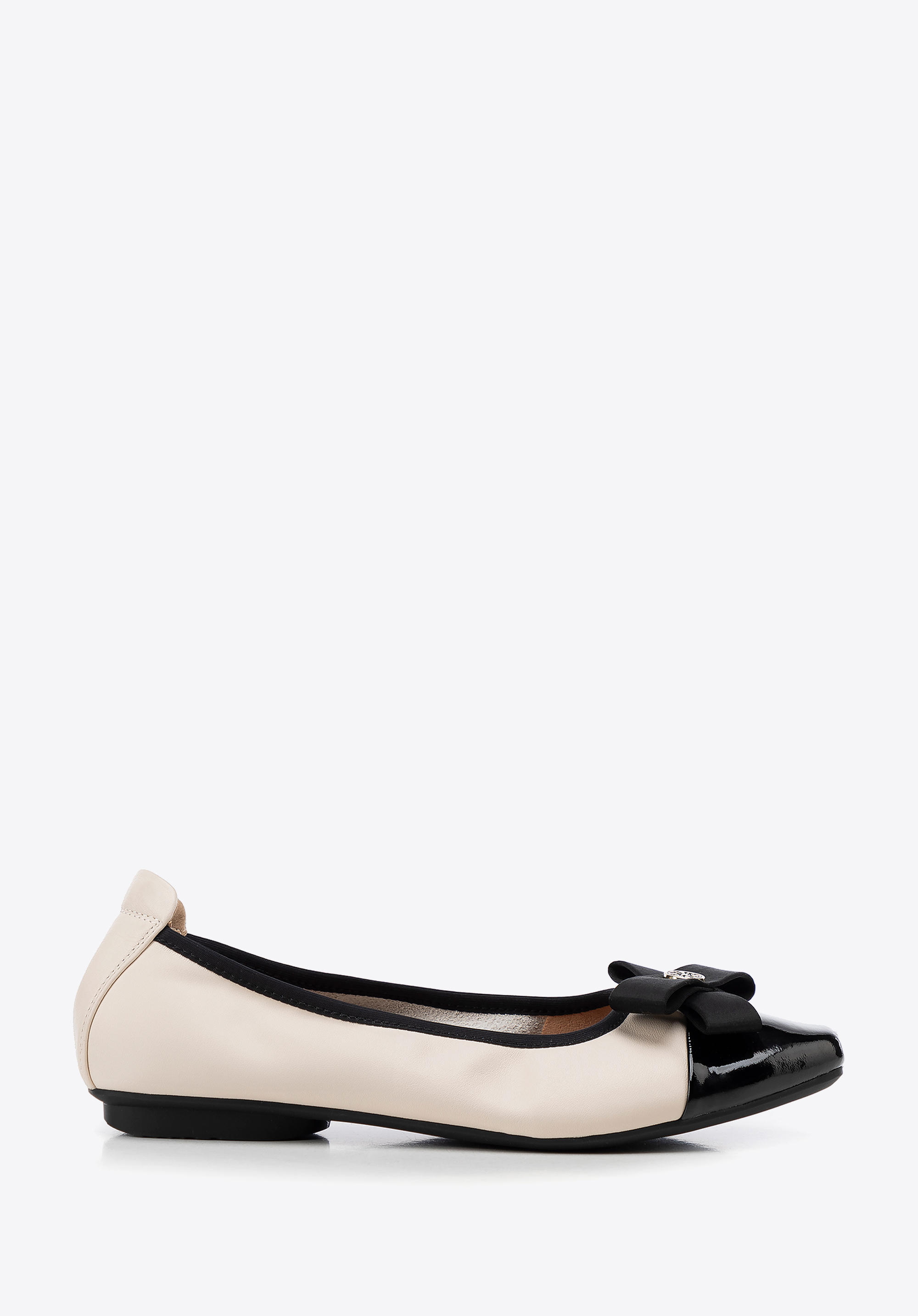 Lederballerinas mit dekorativer Schleife, beige-schwarz, 100-D-955-9-38, Bild 1