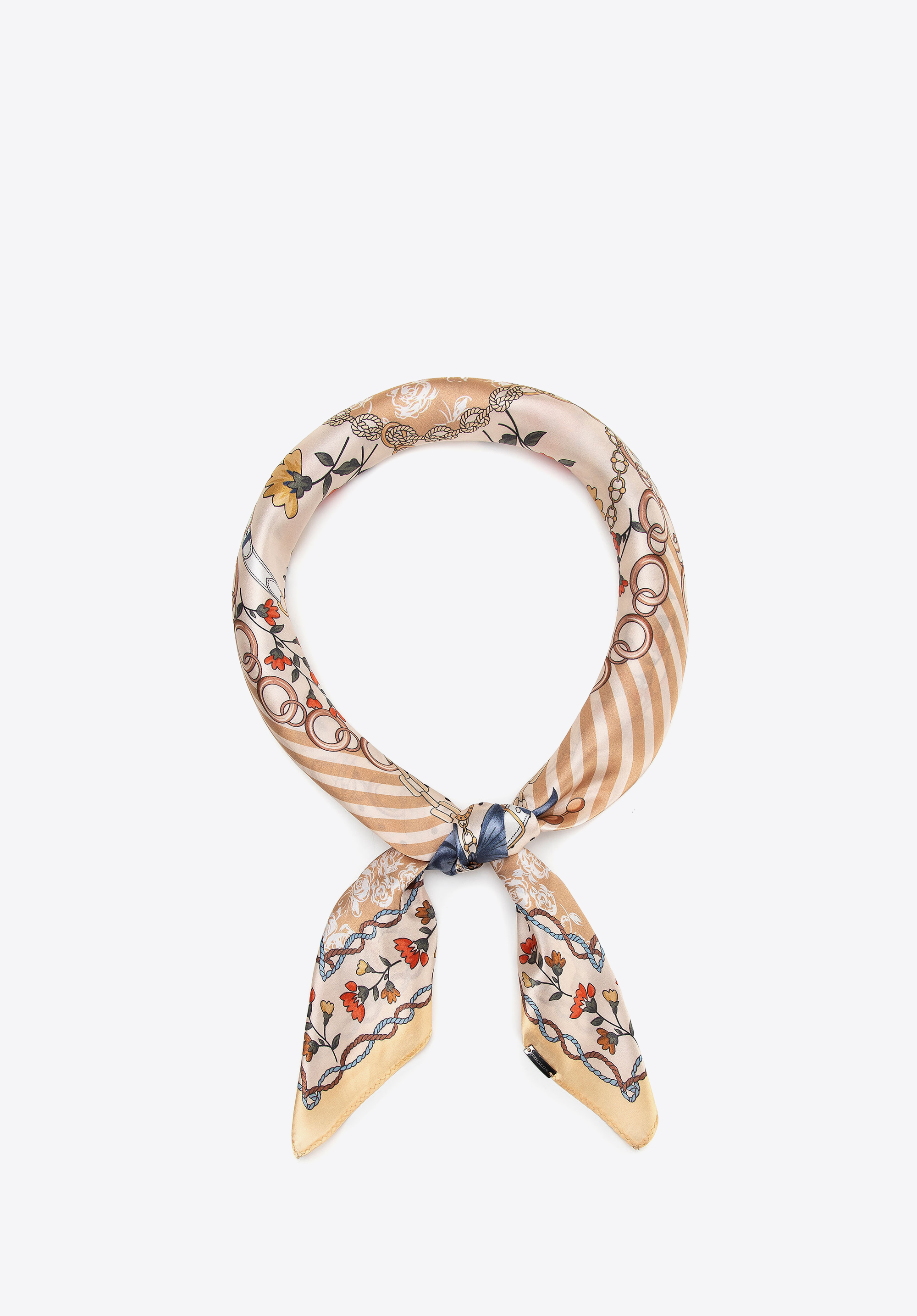 Seidenschal für Damen mit Blumenmuster, beige, 103-7D-S02-X1, Bild 1
