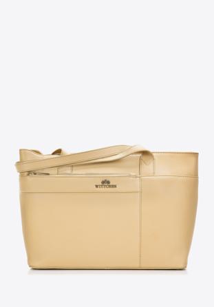 Shopper-Tasche aus Leder, beige, 97-4E-008-9, Bild 1