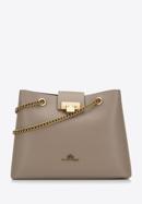 Shopper-Tasche aus Leder an einer Kette, beige, 98-4E-214-9, Bild 1