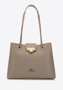 Shopper-Tasche aus Leder an einer Kette, beige, 98-4E-214-9, Bild 2