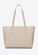 Shopper-Tasche aus Leder mit Monogramm, beige, 98-4E-605-1, Bild 2