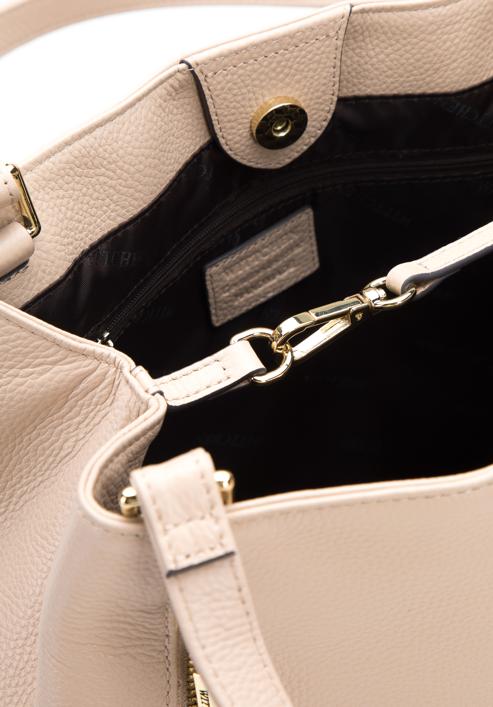 Shopper-Tasche aus Leder mit vertikalen Reißverschlüssen, beige, 96-4E-625-9, Bild 6