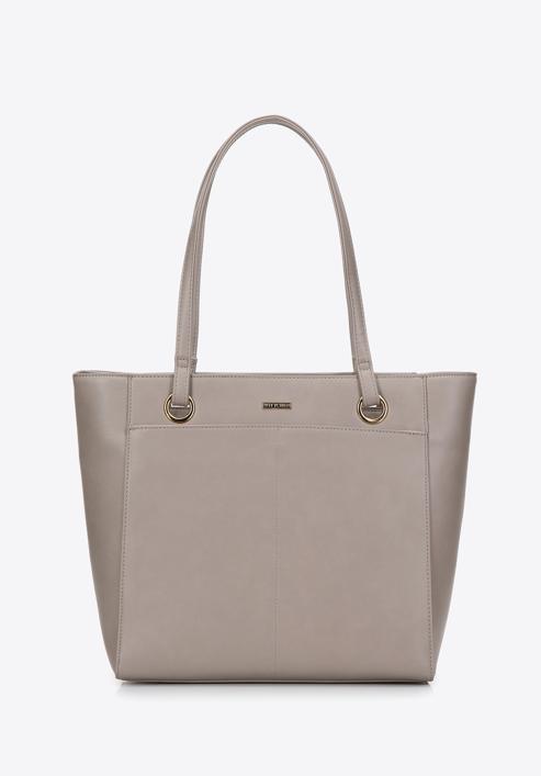 Shopper-Tasche aus Öko-Leder mit großer Vordertasche, beige, 97-4Y-534-7, Bild 2