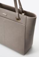 Shopper-Tasche aus Öko-Leder mit großer Vordertasche, beige, 97-4Y-534-7, Bild 5