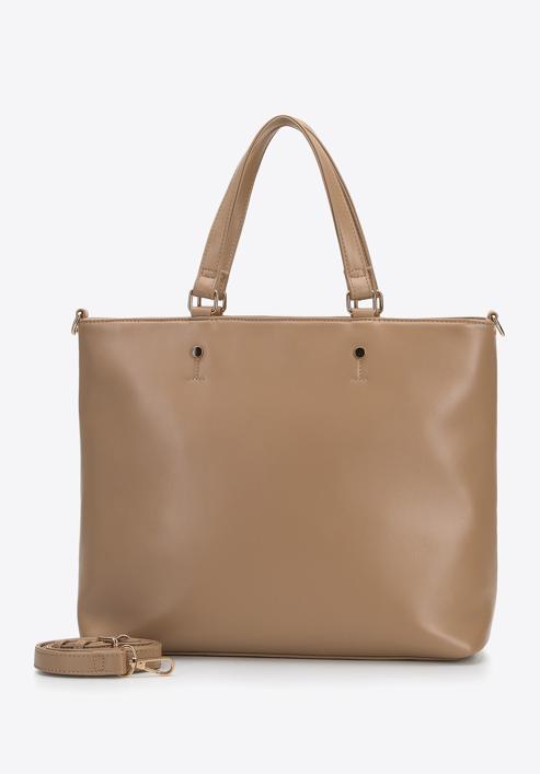 Shopper-Tasche mit geometrisch gesteppter Vorderseite, beige, 95-4Y-503-4, Bild 2
