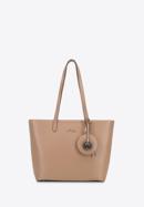 Shoppertasche aus Leder mit kleinem Anhänger und Schlüsselring, beige, 95-4E-613-3, Bild 2