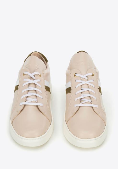 Sneakers für Damen aus Leder mit Rüsche, beige, 94-D-800-N-38, Bild 3