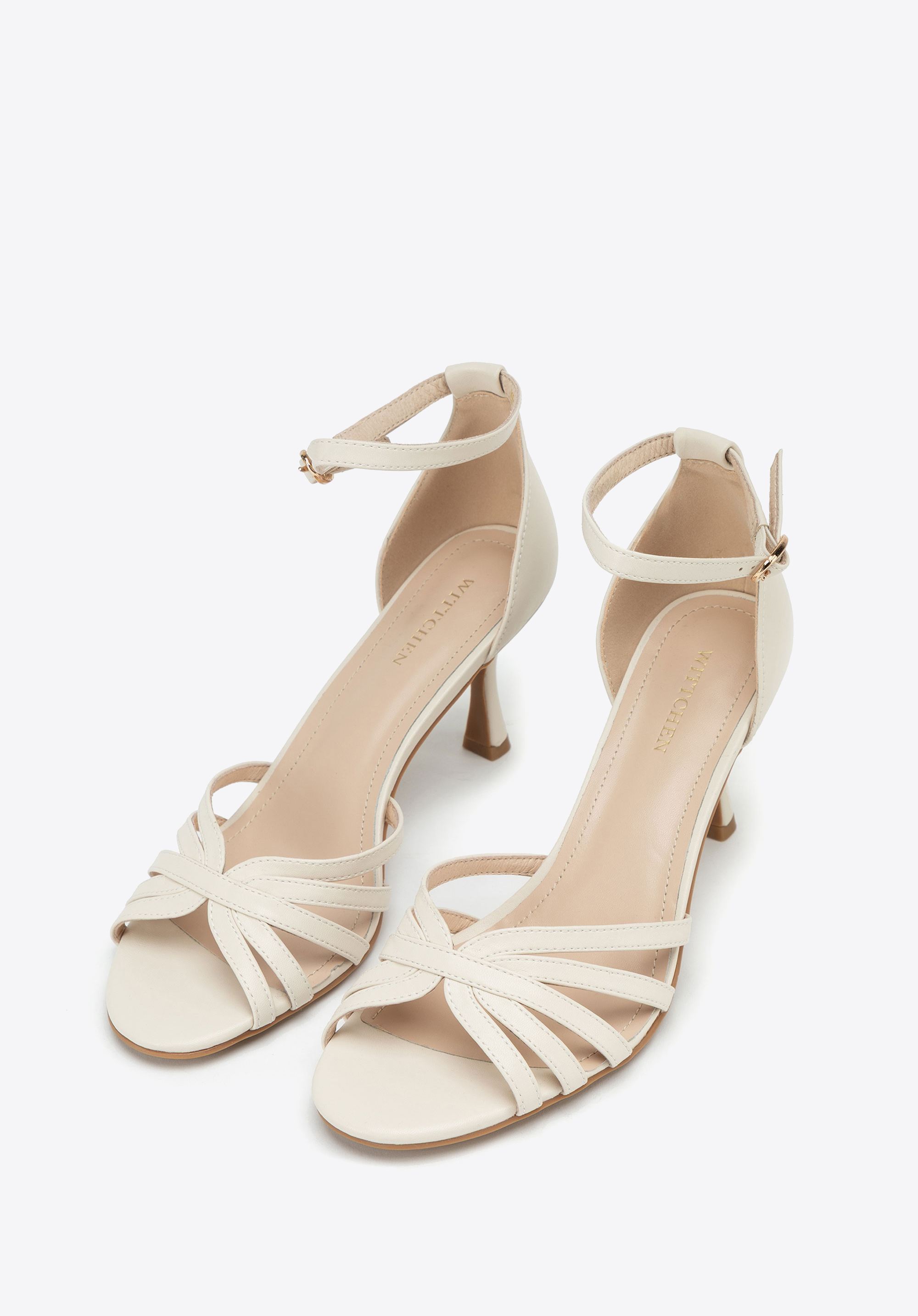 Stiletto-Sandalen aus Leder für Frauen, beige, 100-D-509-9-38, Bild 1