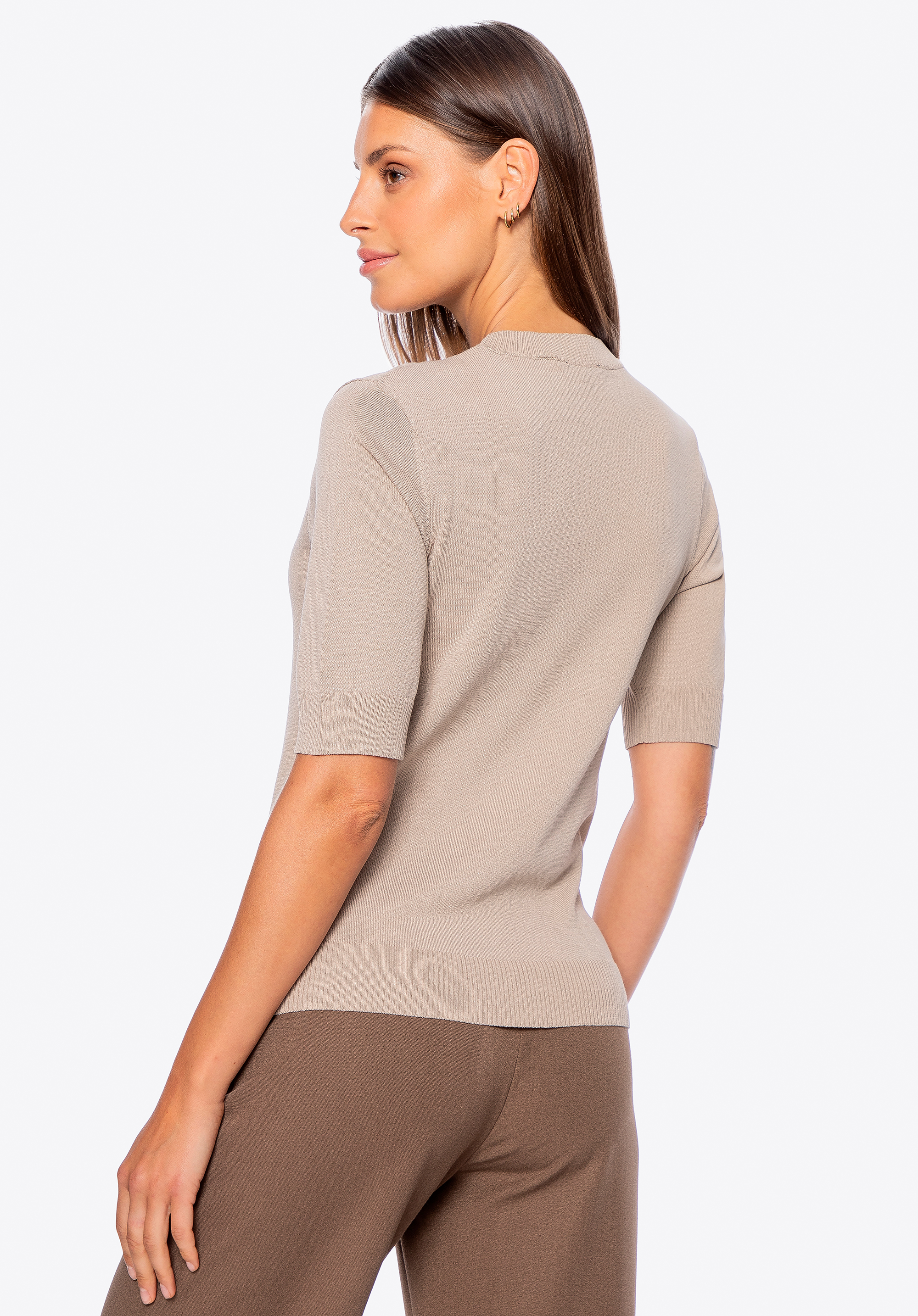 Strickbluse mit Viskose und Nylon, beige, D0-99-105-9-M, Bild 1