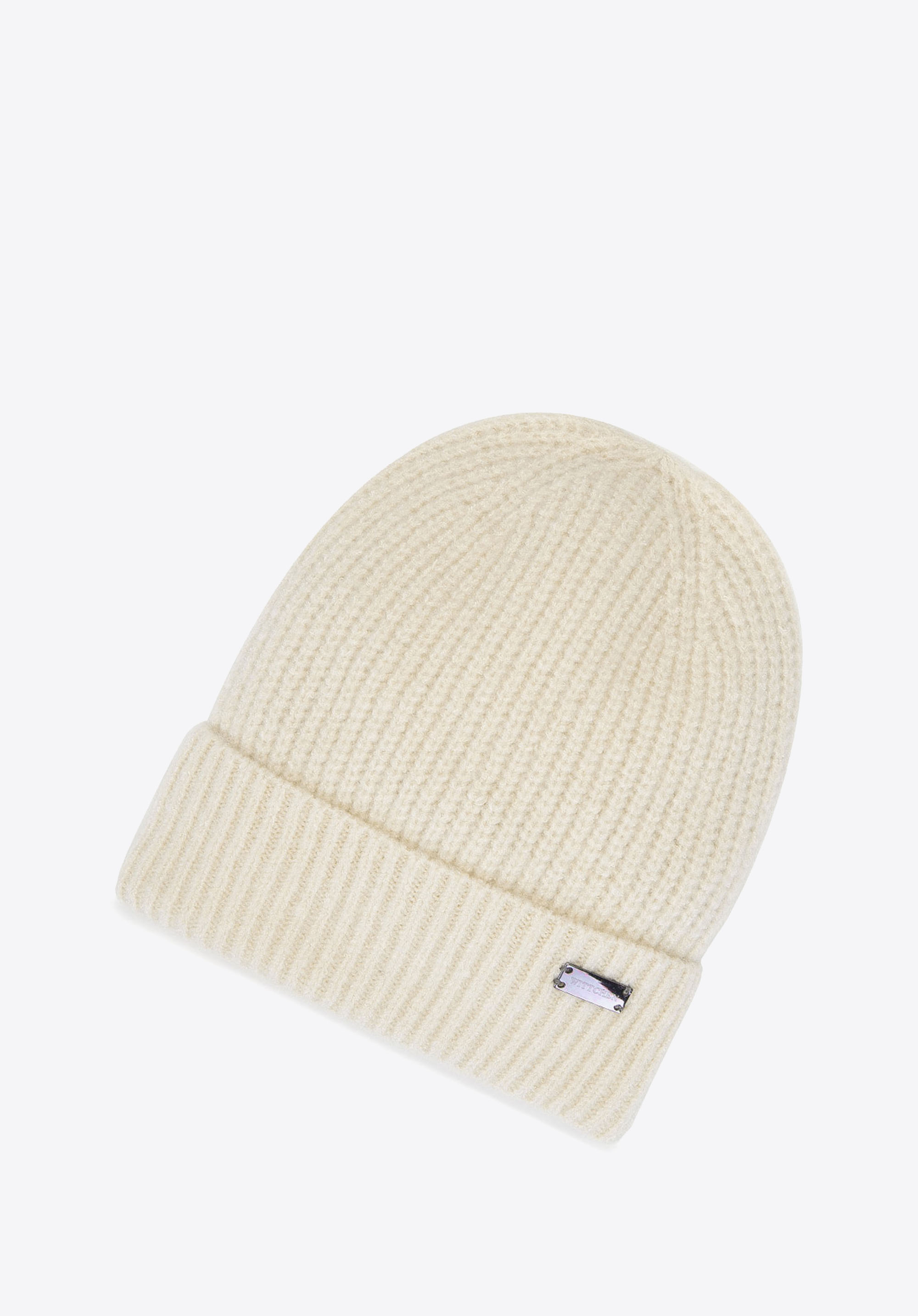 Strickmütze  für Damen- Beanie, beige, 93-HF-020-0, Bild 1